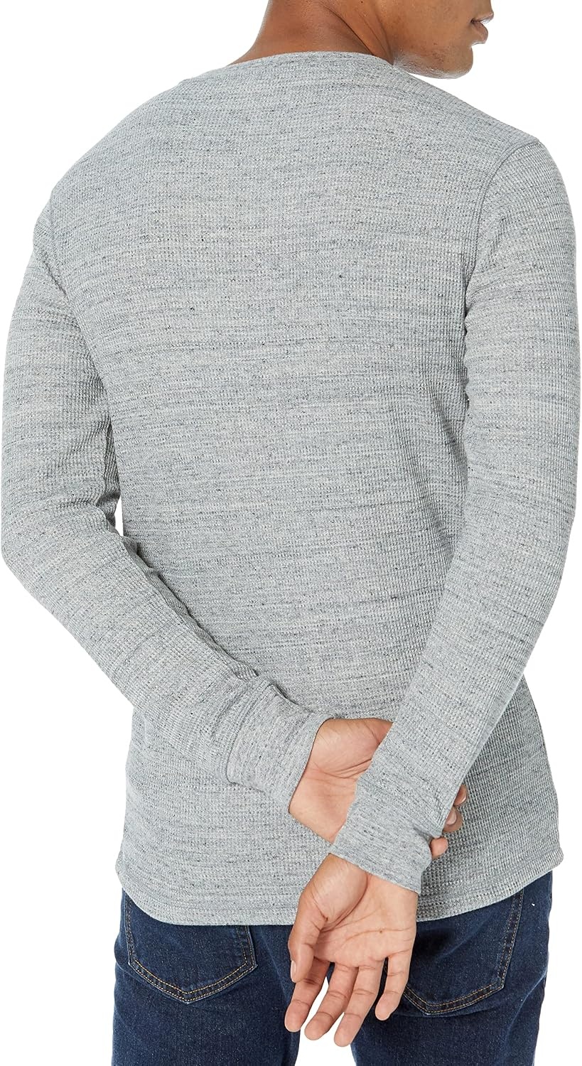 image:imageAmazon Essentials Mens Long Sleeve Waffle Henley ShirtLight Grey Heather