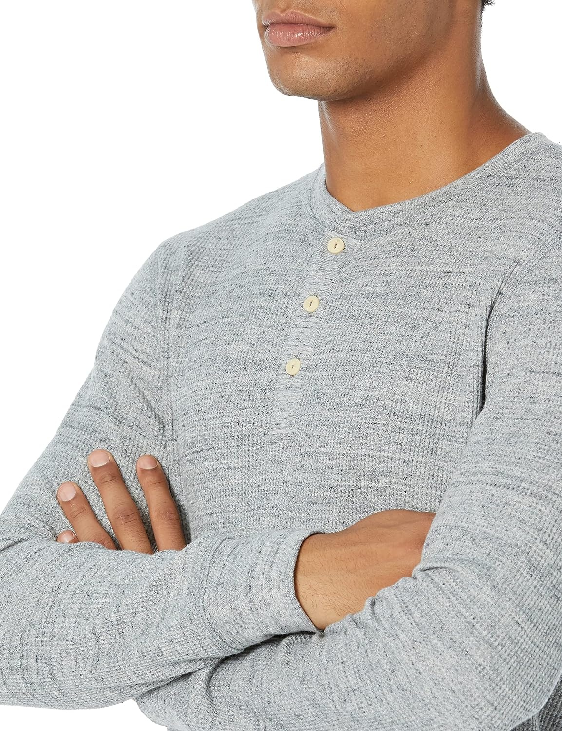 image:imageAmazon Essentials Mens Long Sleeve Waffle Henley ShirtLight Grey Heather