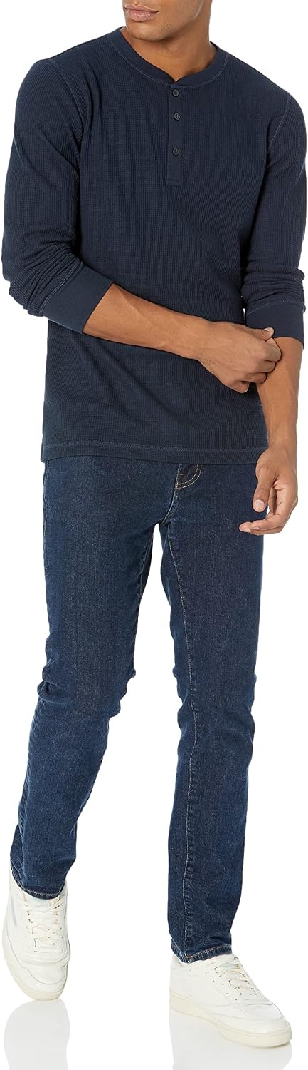 image:imageAmazon Essentials Mens Long Sleeve Waffle Henley ShirtNavy