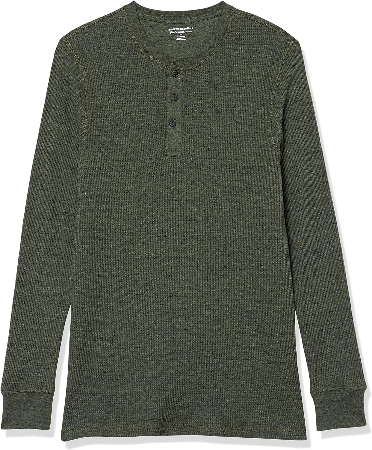 image:imageAmazon Essentials Mens Long Sleeve Waffle Henley ShirtOlive Heather