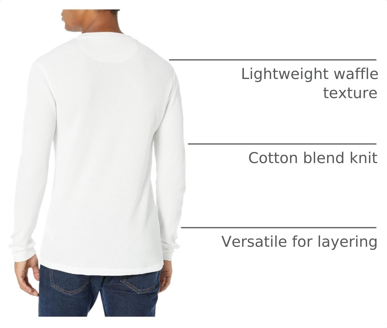 image:imageAmazon Essentials Mens Long Sleeve Waffle Henley ShirtWhite