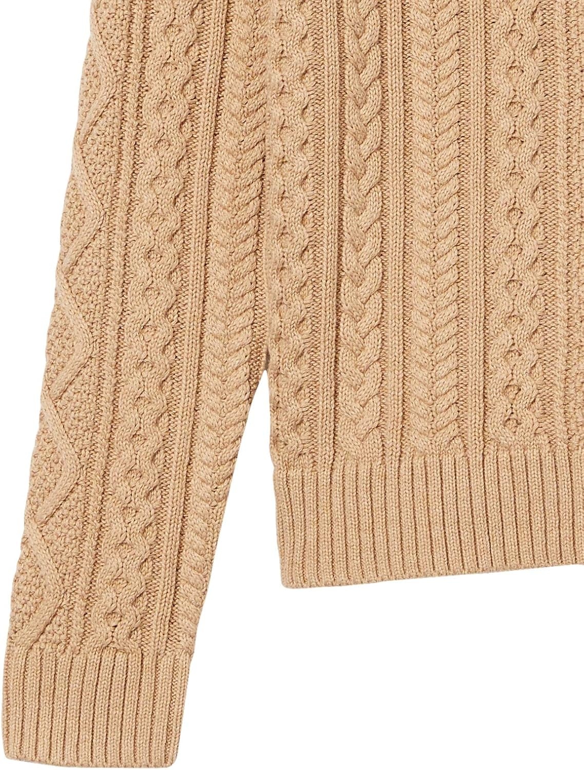 image:imageAmazon Essentials Mens LongSleeve 100 Cotton Fisherman Cable Crewneck SweaterCamel