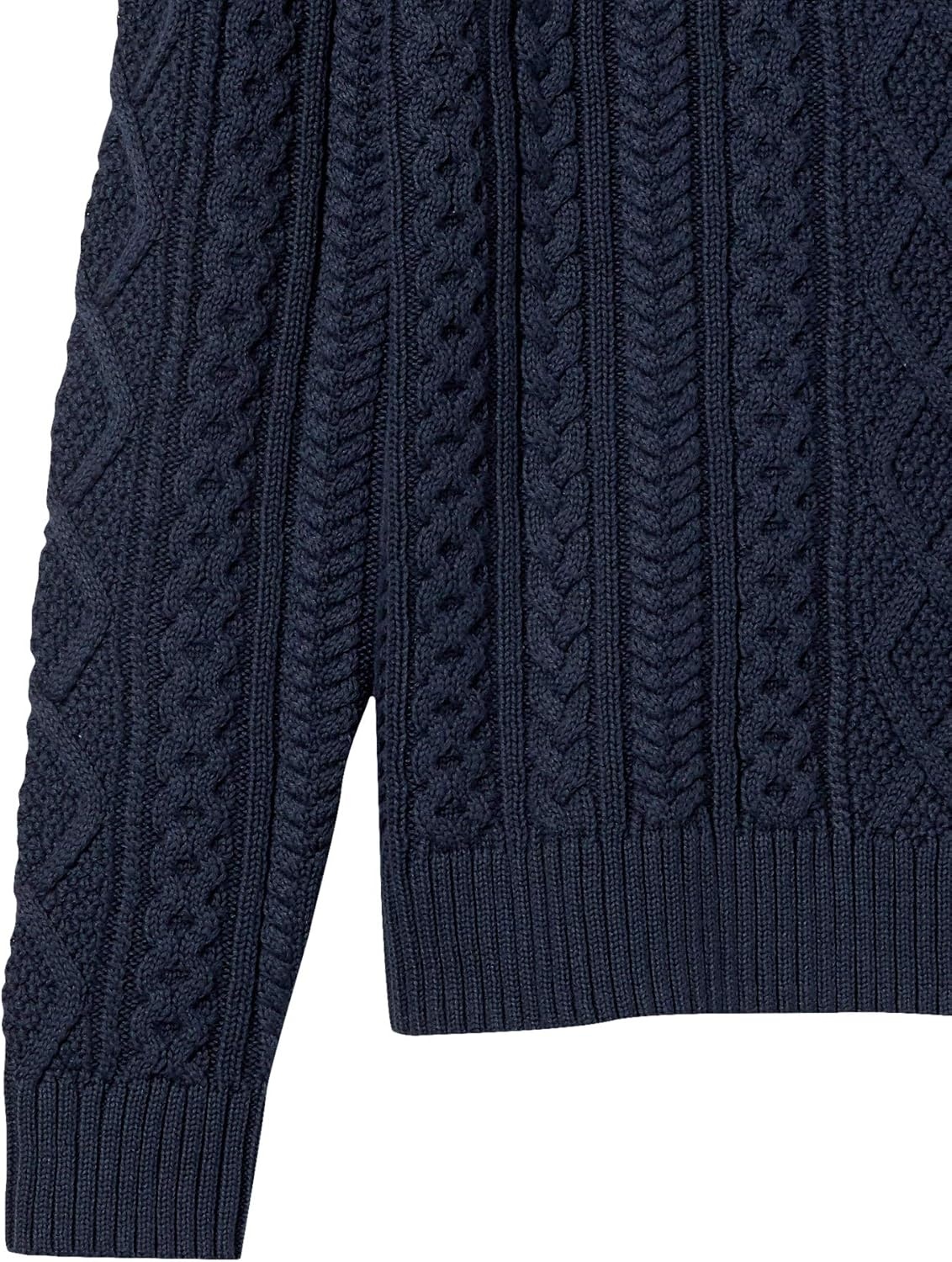 image:imageAmazon Essentials Mens LongSleeve 100 Cotton Fisherman Cable Crewneck SweaterNavy
