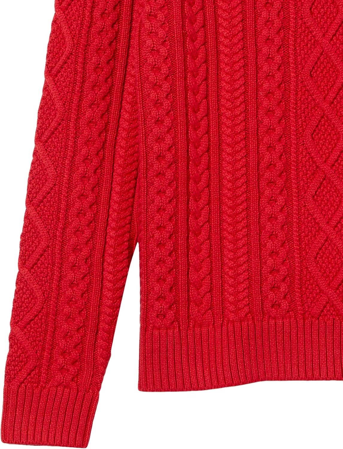 image:imageAmazon Essentials Mens LongSleeve 100 Cotton Fisherman Cable Crewneck SweaterRed