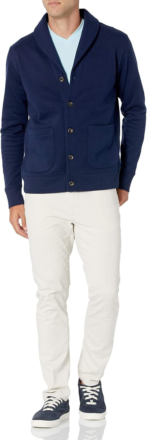image:imageAmazon Essentials Mens LongSleeve Cardigan With ShawlCollarNavy