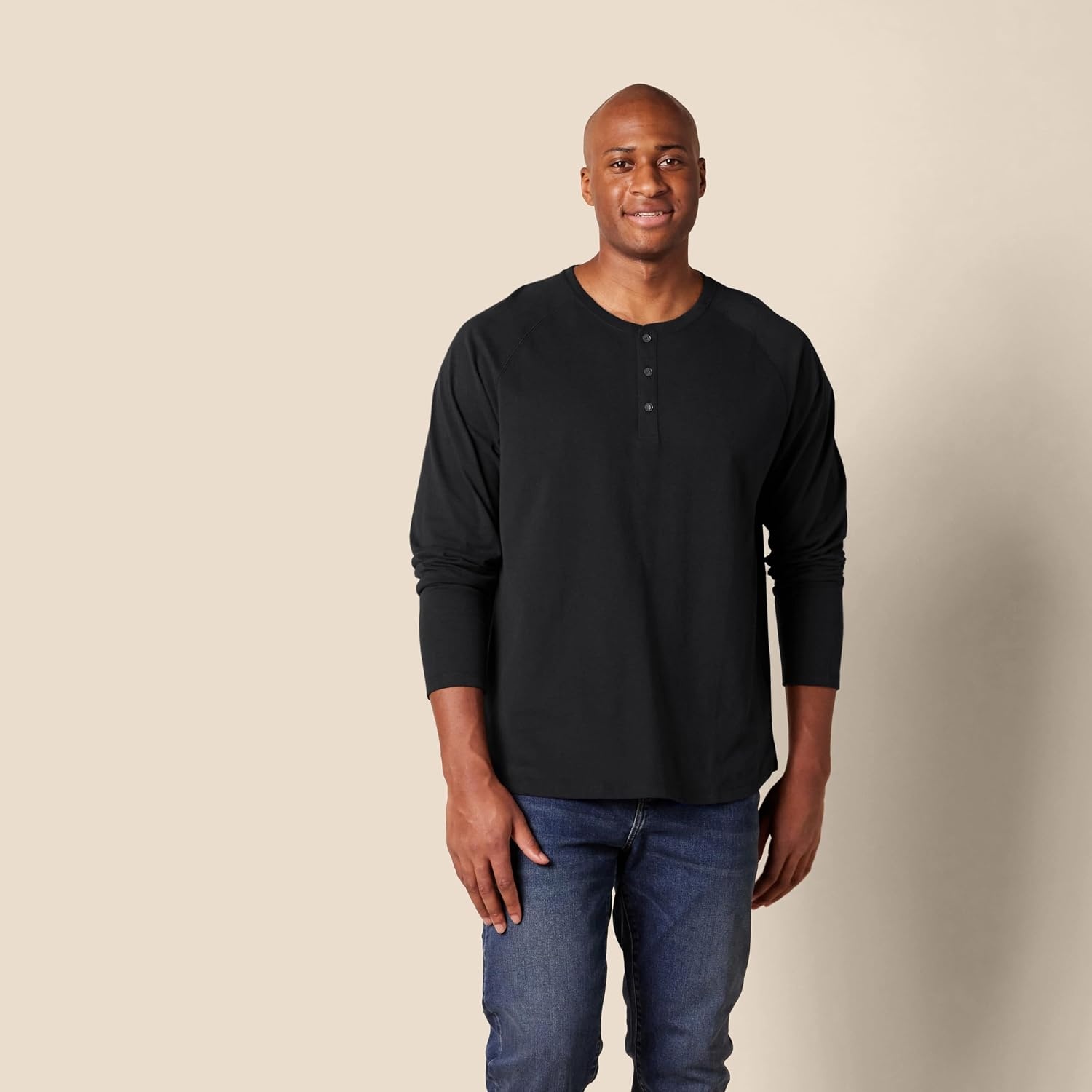 image:imageAmazon Essentials Mens LongSleeve Henley ShirtBlack