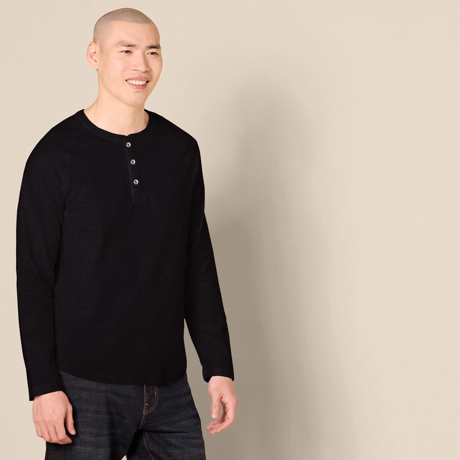 image:imageAmazon Essentials Mens LongSleeve Henley ShirtBlack