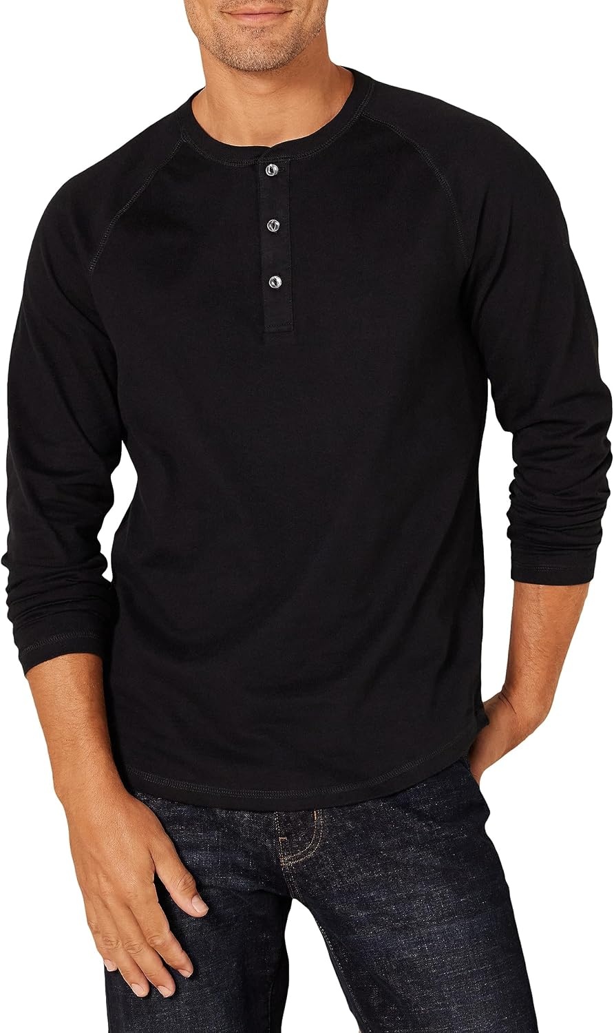 image:imageAmazon Essentials Mens LongSleeve Henley ShirtBlack