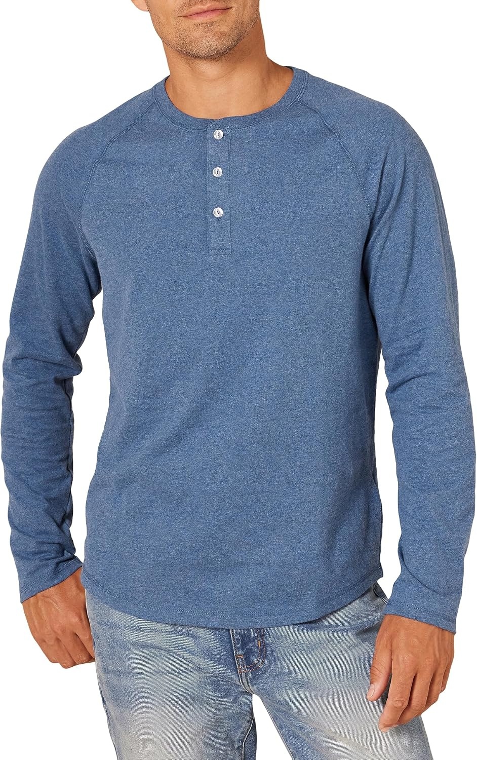 image:imageAmazon Essentials Mens LongSleeve Henley ShirtBlue Heather