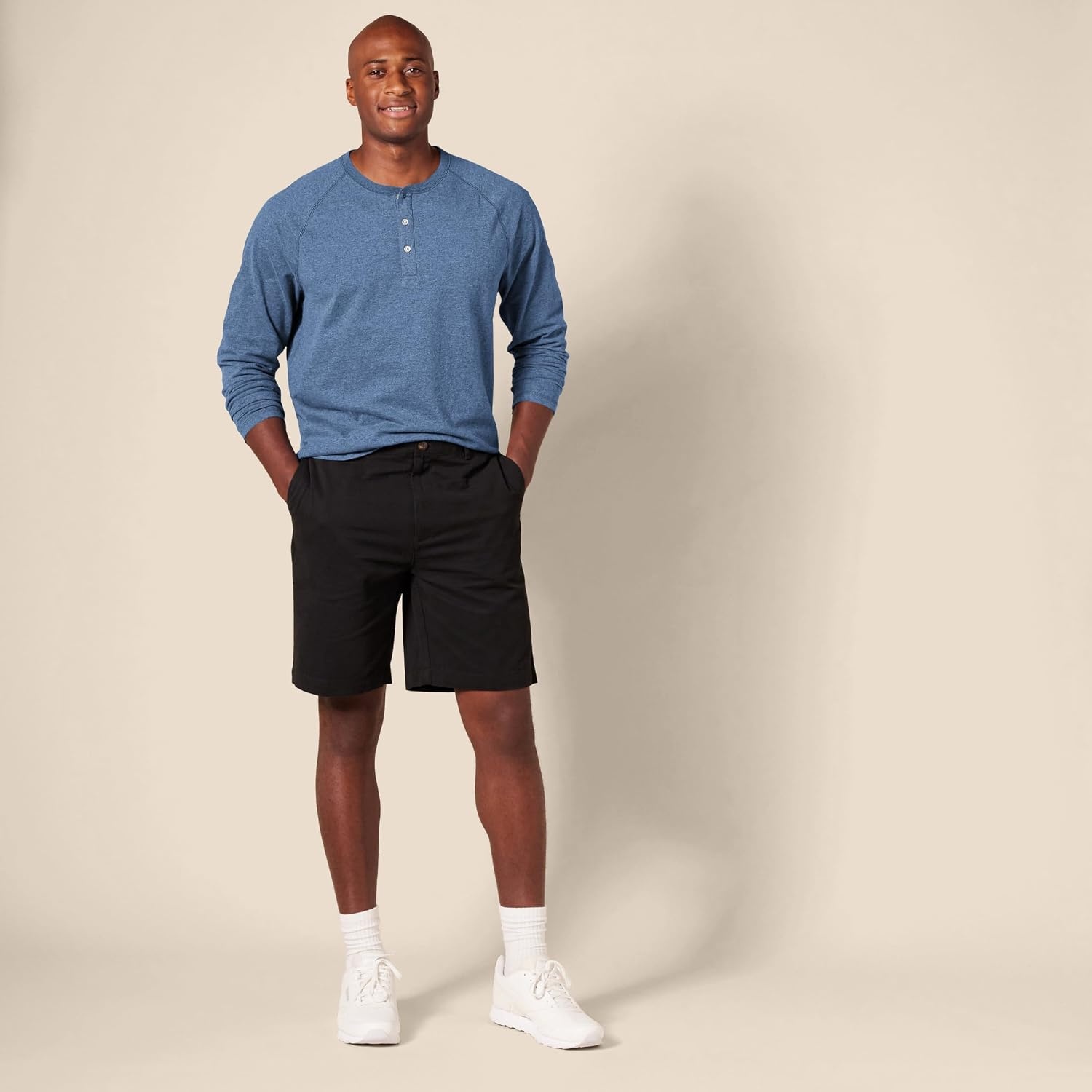 image:imageAmazon Essentials Mens LongSleeve Henley ShirtBlue Heather