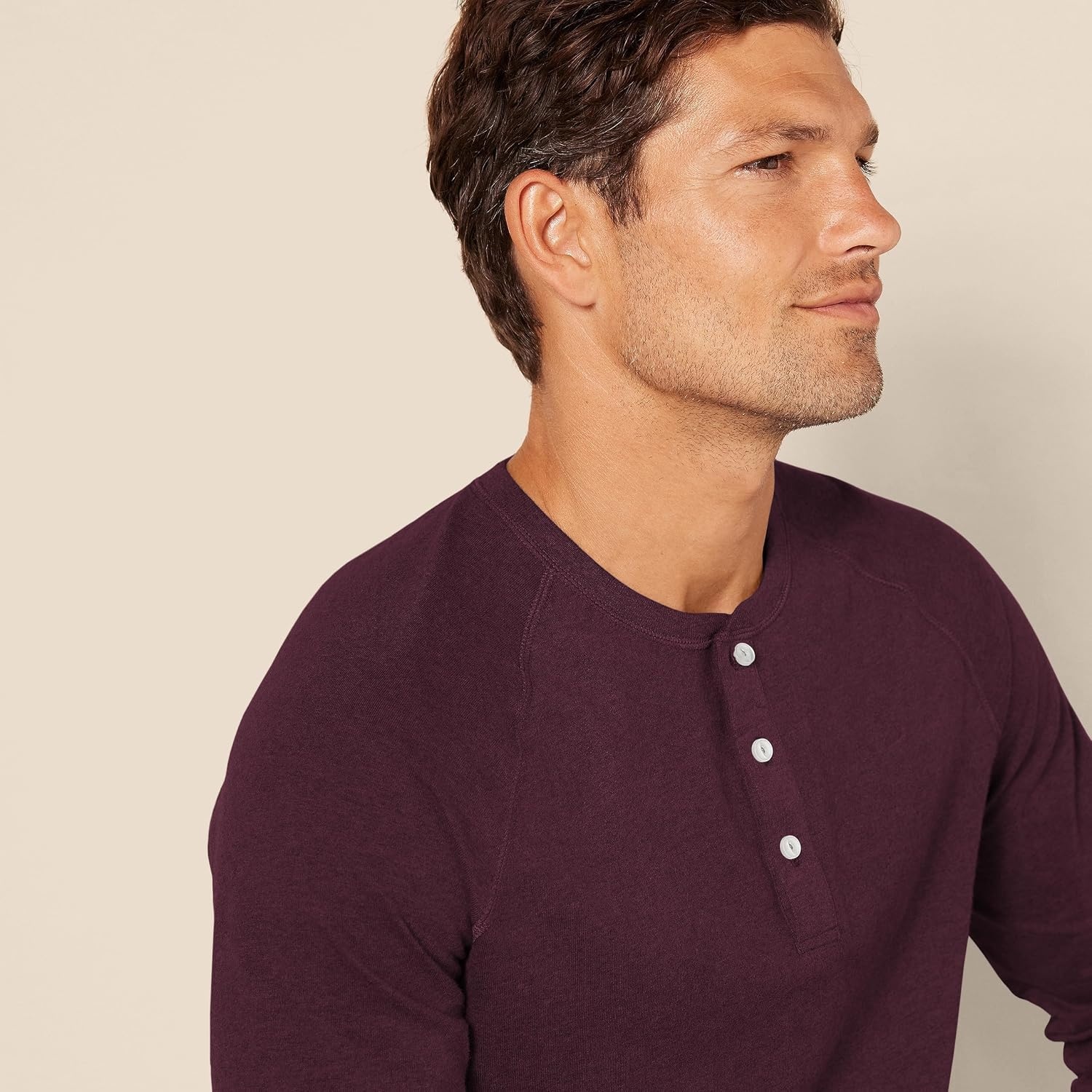 image:imageAmazon Essentials Mens LongSleeve Henley ShirtBurgundy