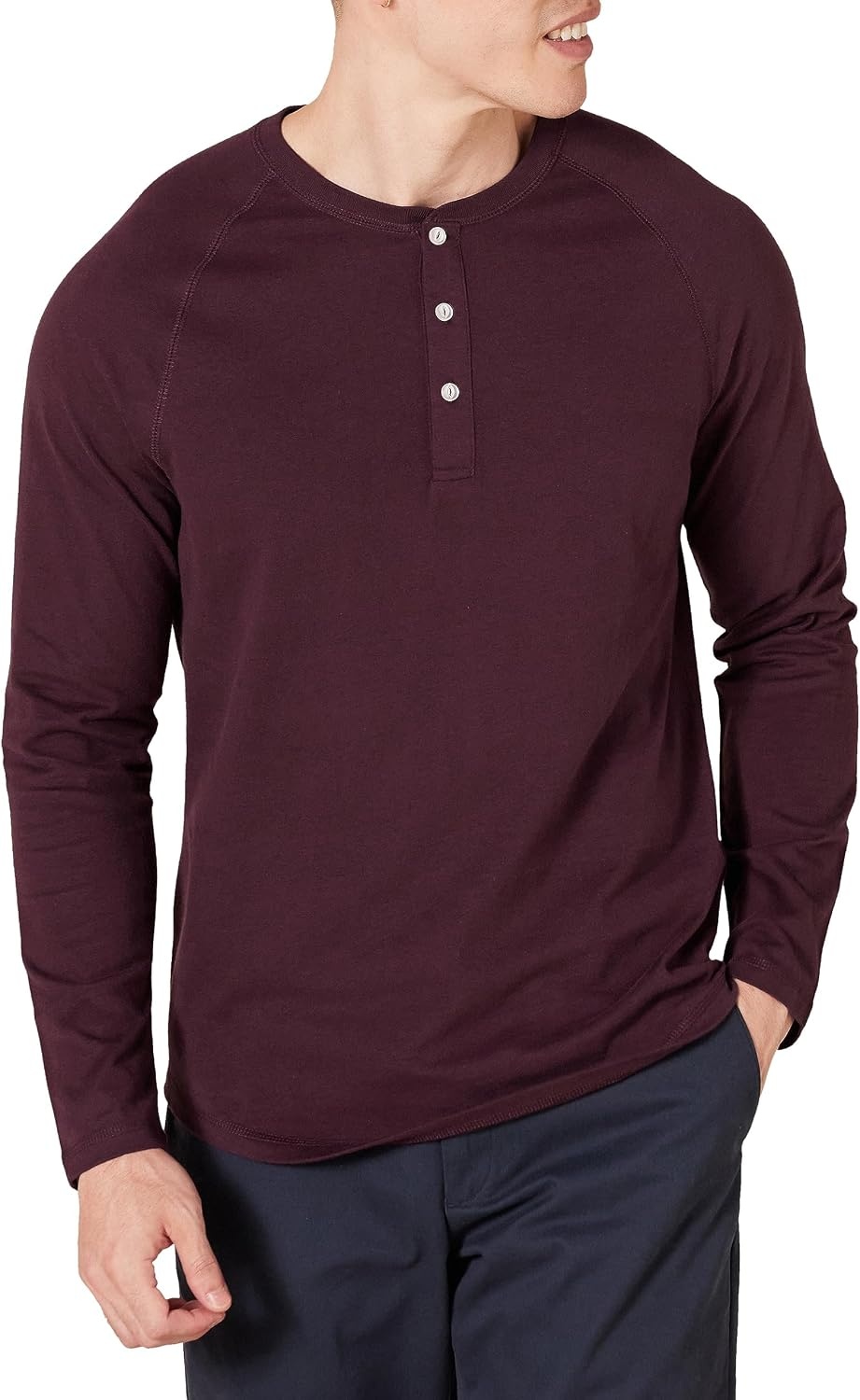 image:imageAmazon Essentials Mens LongSleeve Henley ShirtBurgundy