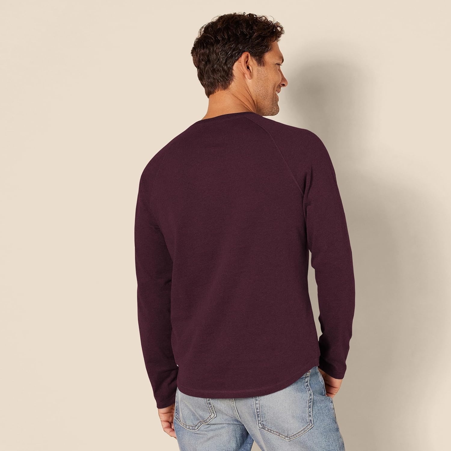 image:imageAmazon Essentials Mens LongSleeve Henley ShirtBurgundy
