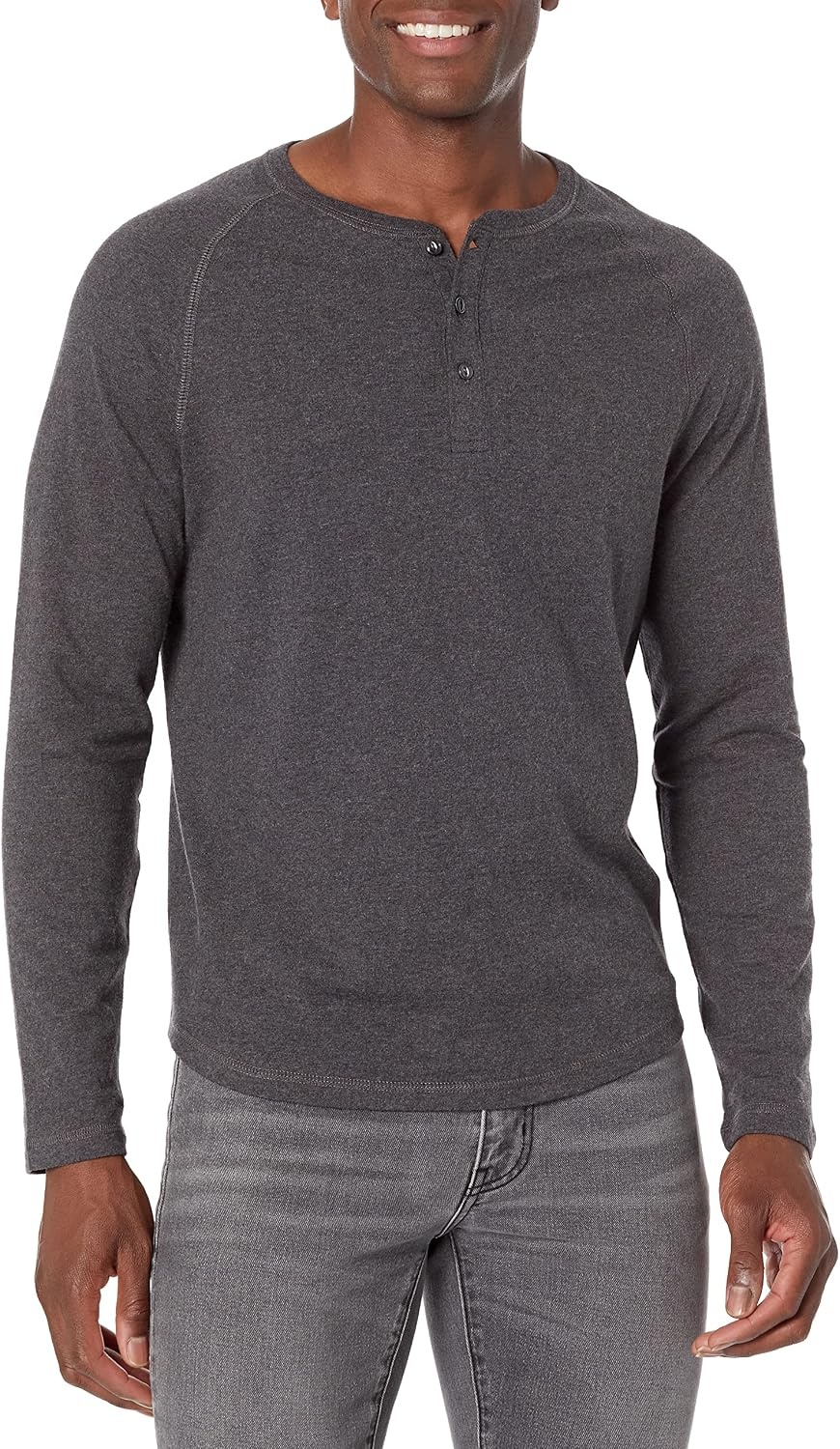 image:imageAmazon Essentials Mens LongSleeve Henley ShirtCharcoal Heather