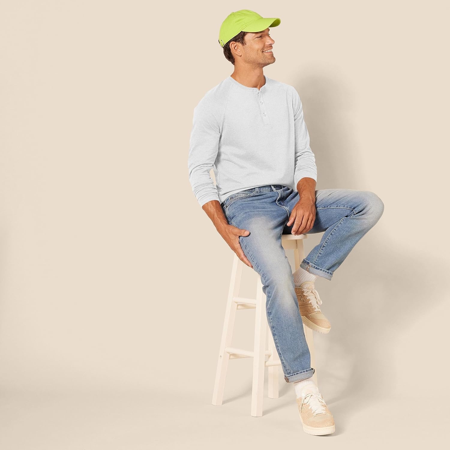image:imageAmazon Essentials Mens LongSleeve Henley ShirtLight Grey Heather