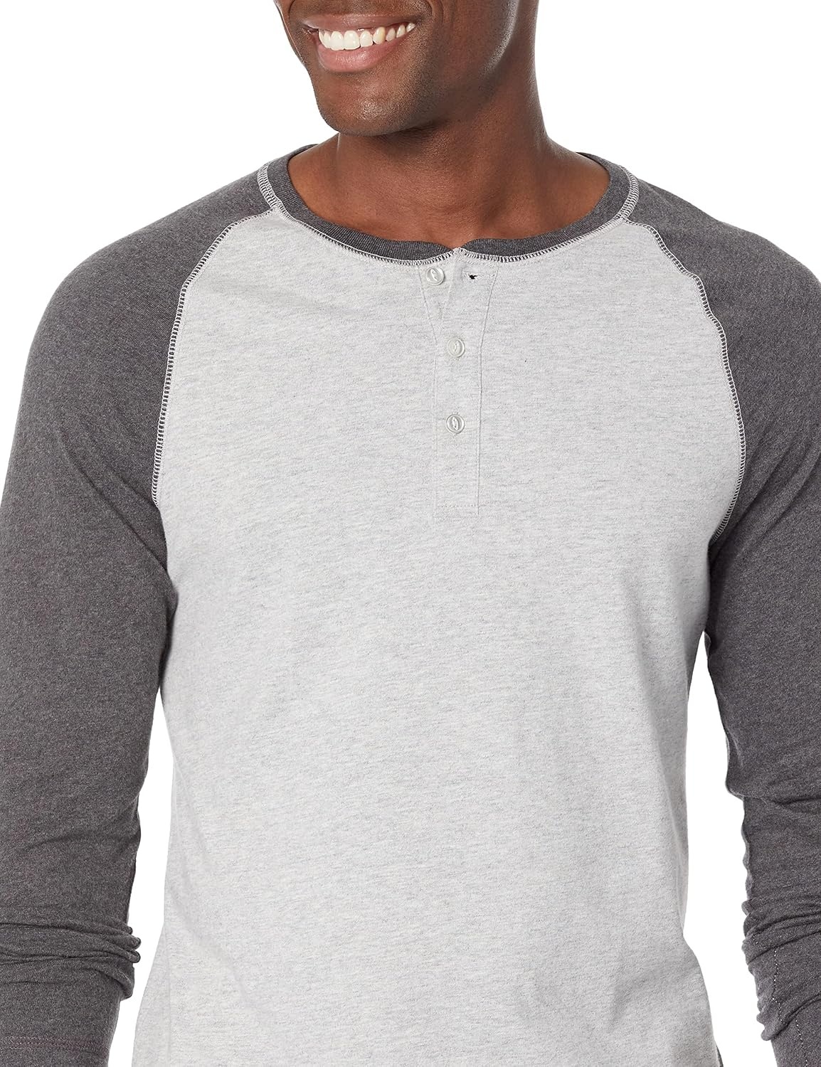 image:imageAmazon Essentials Mens LongSleeve Henley ShirtLight Heather GreyCharcoal Heather