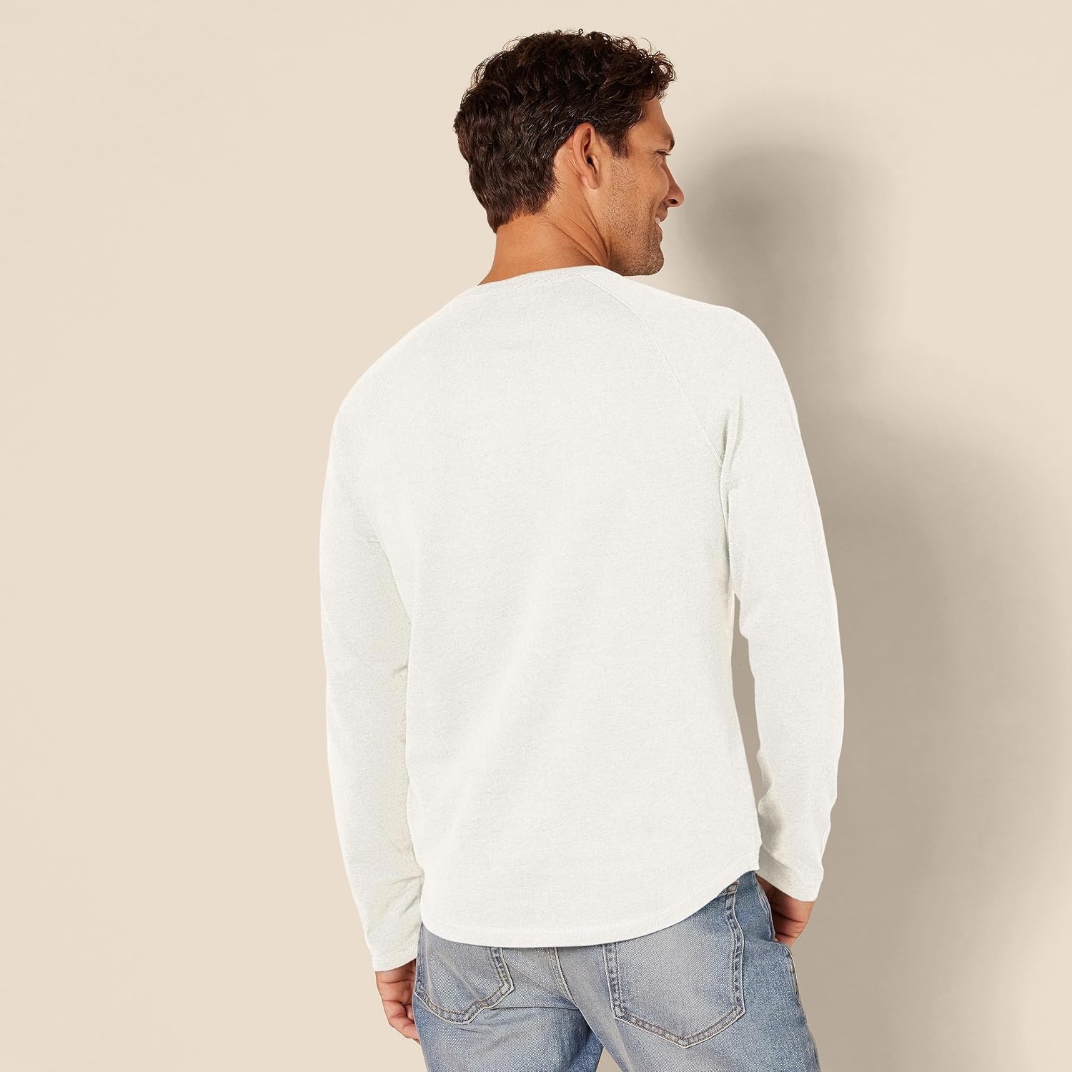 image:imageAmazon Essentials Mens LongSleeve Henley ShirtOatmeal Heather
