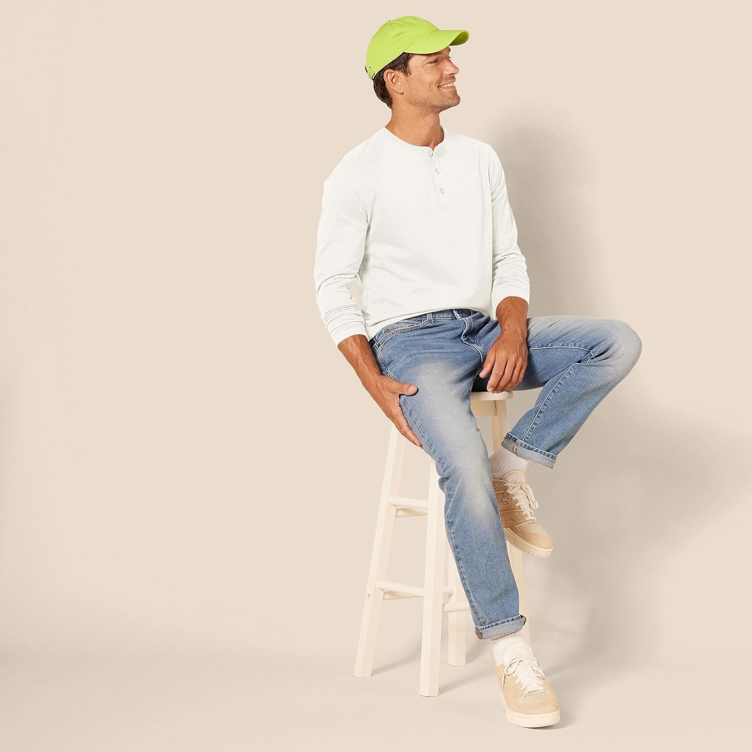 image:imageAmazon Essentials Mens LongSleeve Henley ShirtOatmeal Heather
