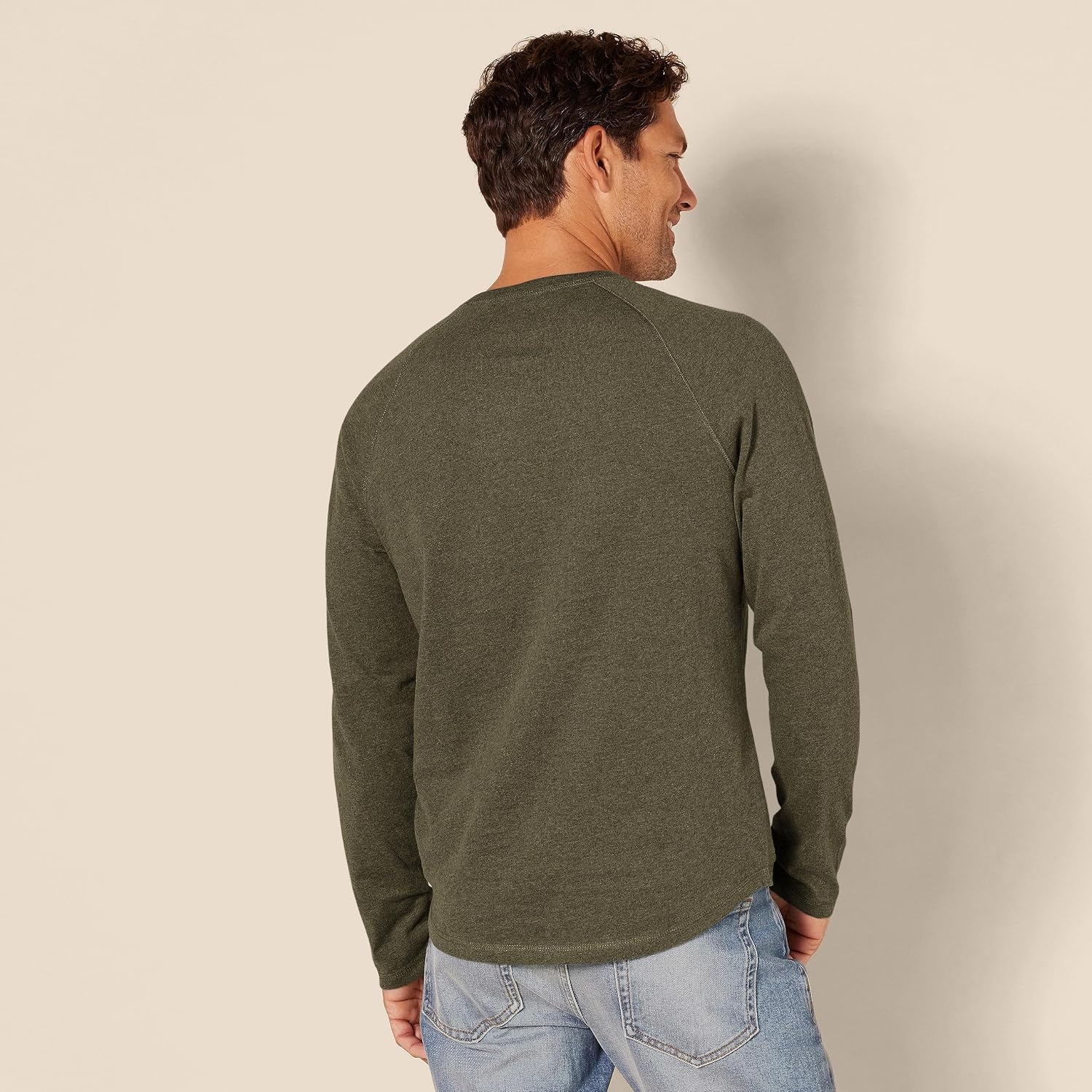 image:imageAmazon Essentials Mens LongSleeve Henley ShirtOlive Heather