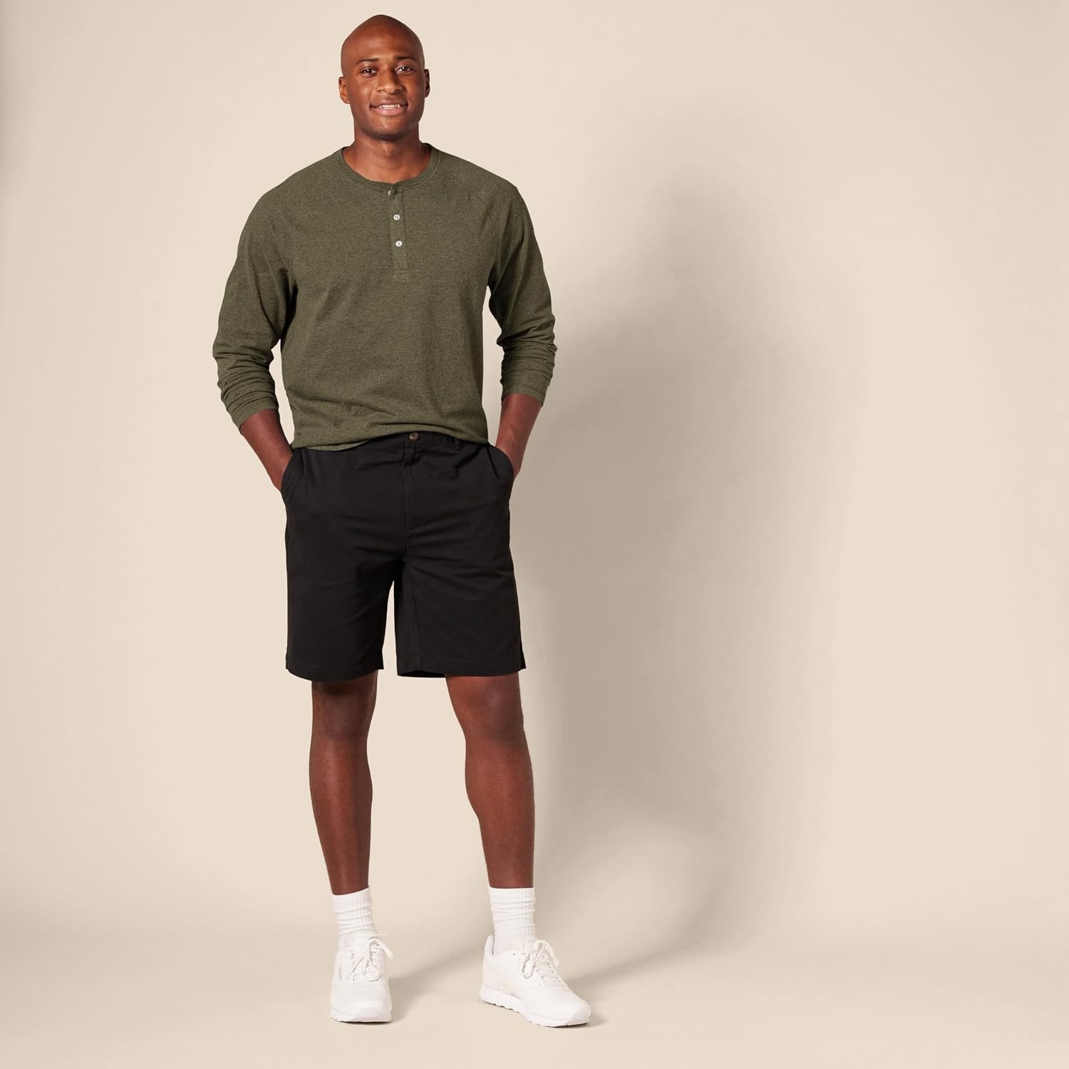 image:imageAmazon Essentials Mens LongSleeve Henley ShirtOlive Heather