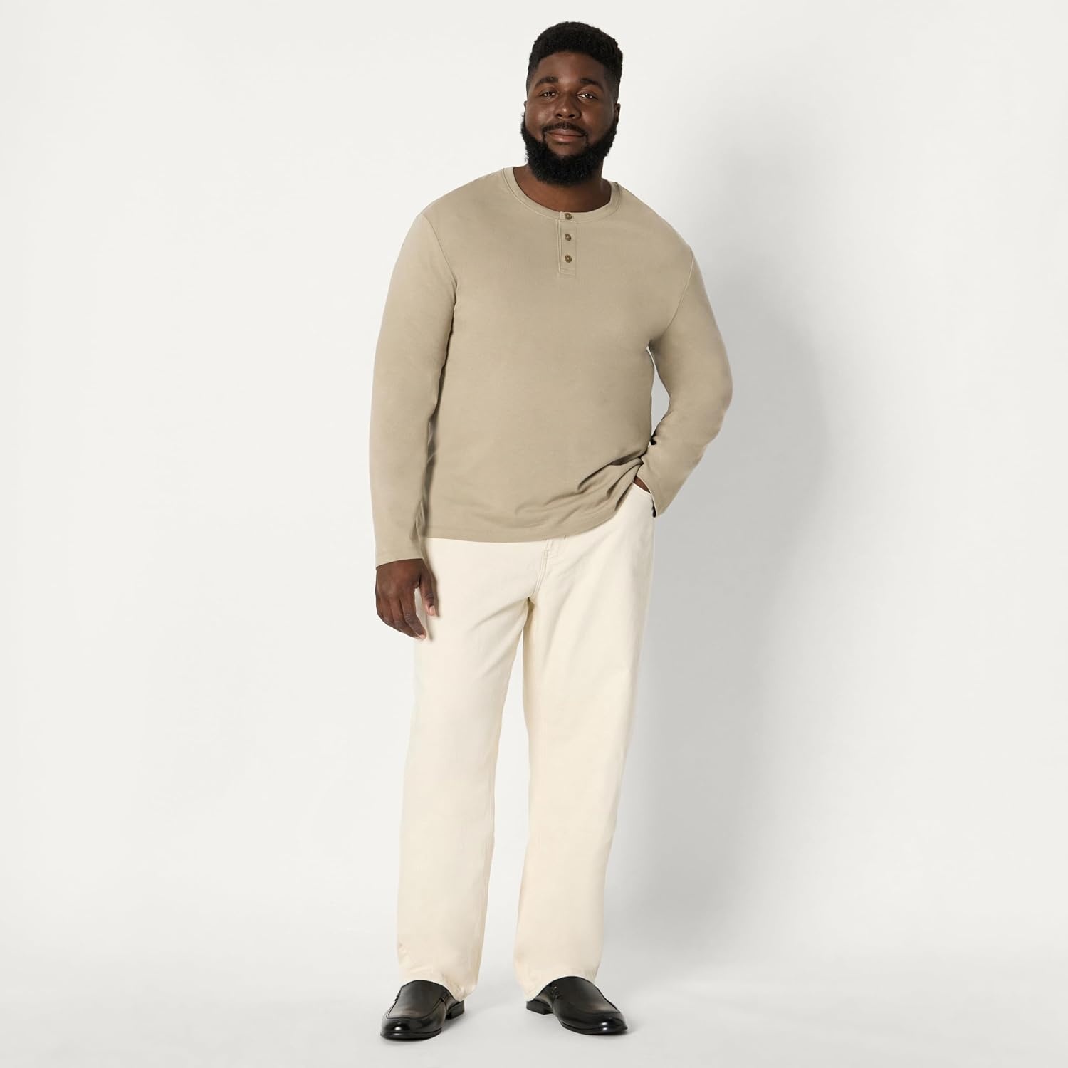 image:imageAmazon Essentials Mens LongSleeve Henley ShirtTaupe