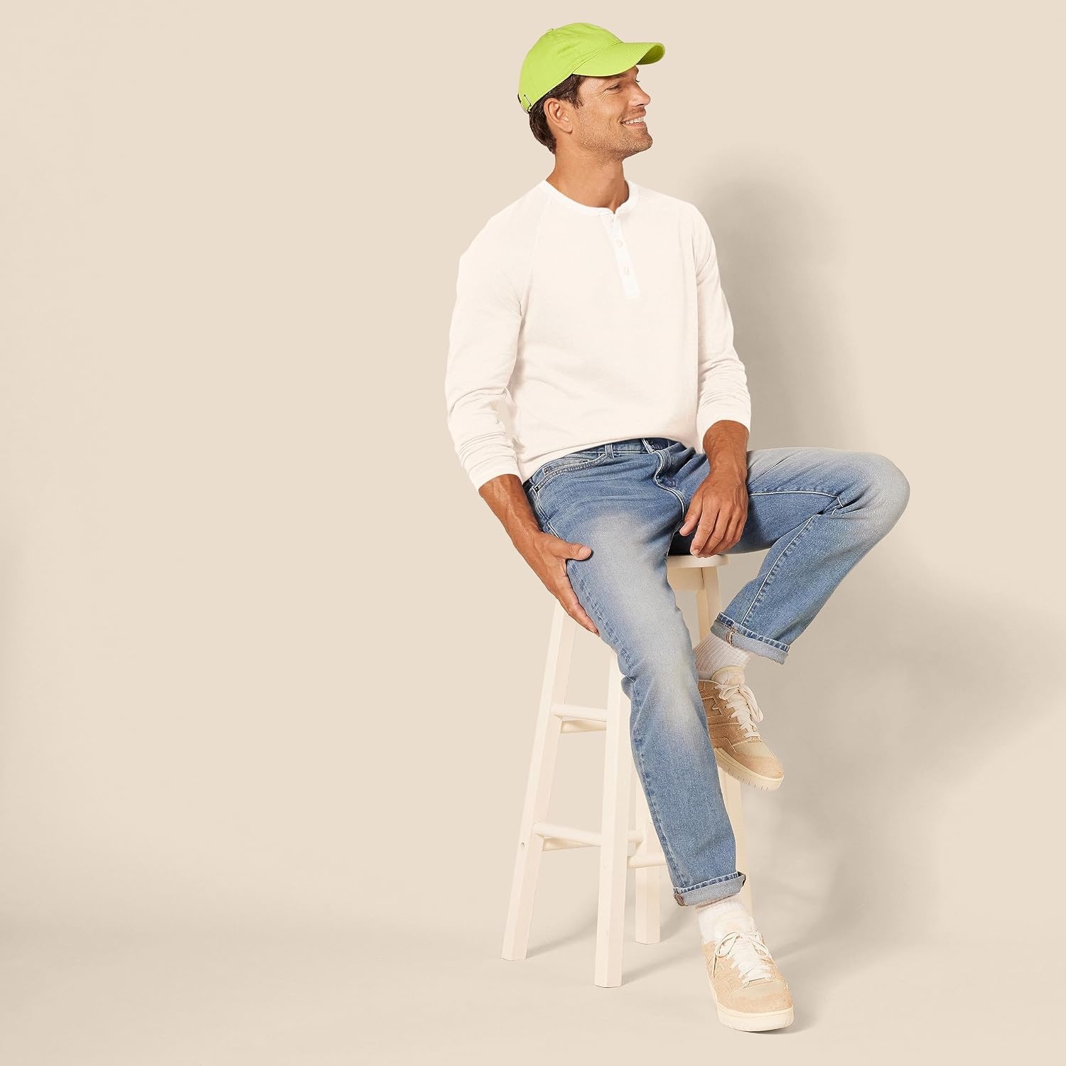 image:imageAmazon Essentials Mens LongSleeve Henley ShirtWhite