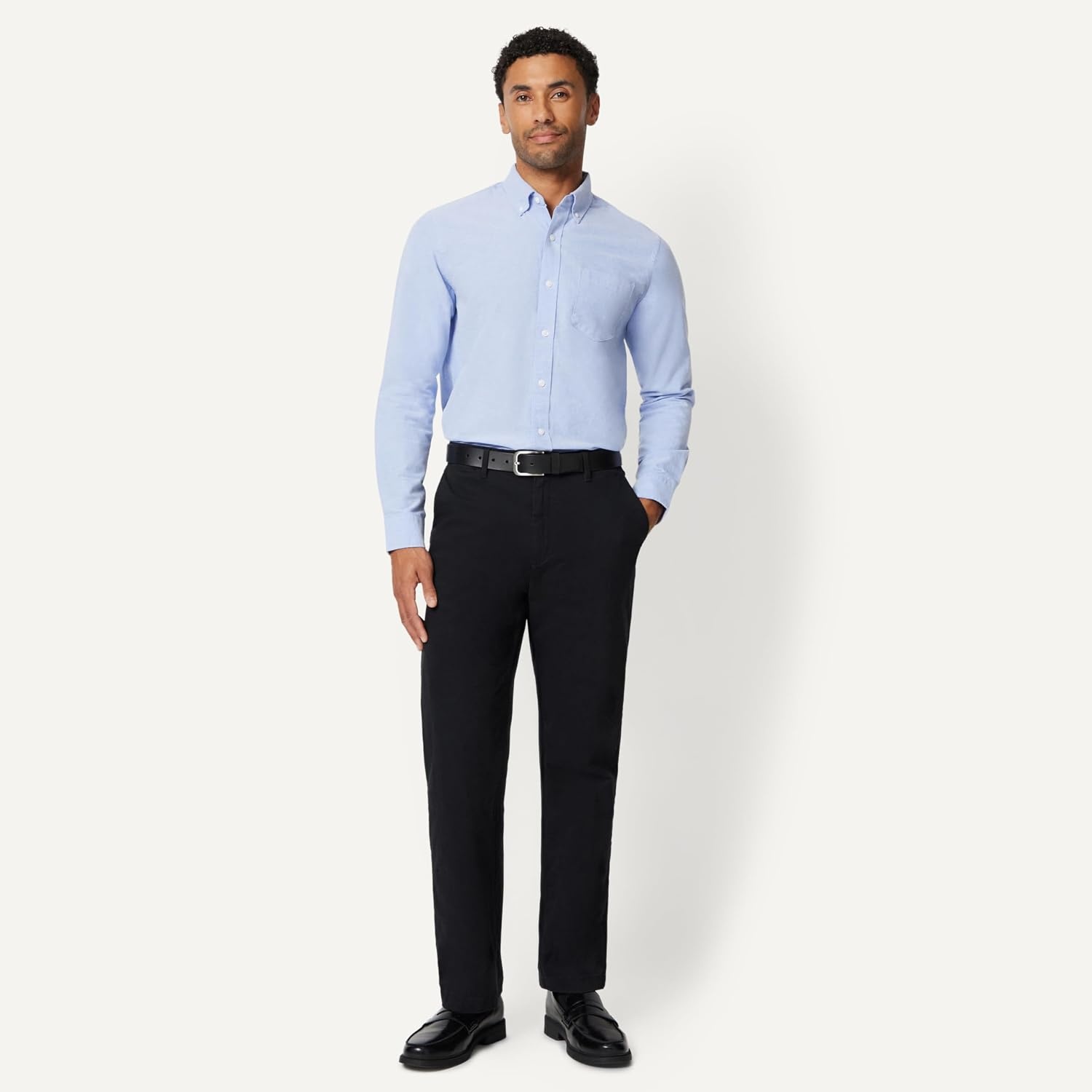 image:imageAmazon Essentials Mens LongSleeve Pocket Oxford ShirtBlue