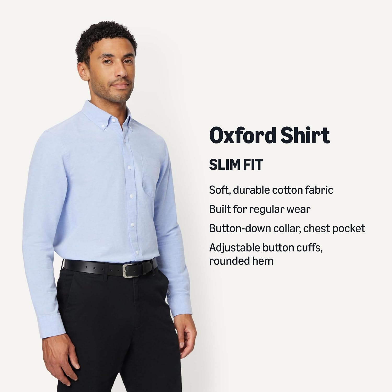 image:imageAmazon Essentials Mens LongSleeve Pocket Oxford ShirtBlue