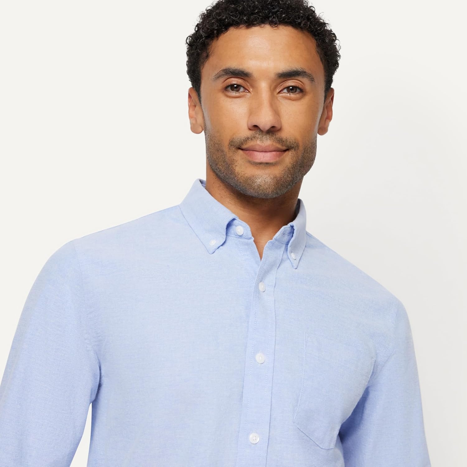 image:imageAmazon Essentials Mens LongSleeve Pocket Oxford ShirtBlue