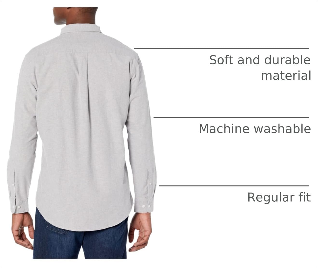 image:imageAmazon Essentials Mens LongSleeve Pocket Oxford ShirtGrey