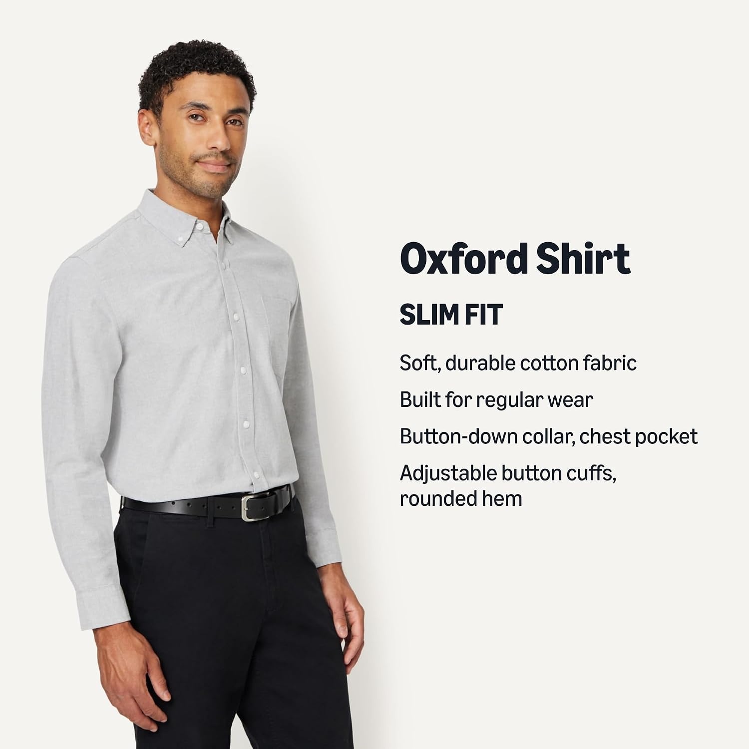 image:imageAmazon Essentials Mens LongSleeve Pocket Oxford ShirtGrey
