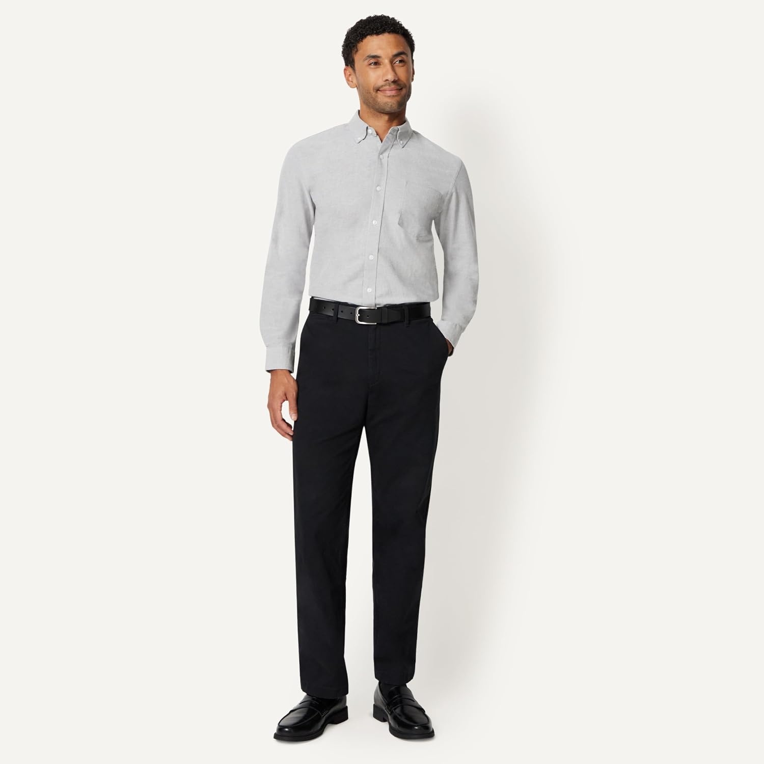 image:imageAmazon Essentials Mens LongSleeve Pocket Oxford ShirtGrey