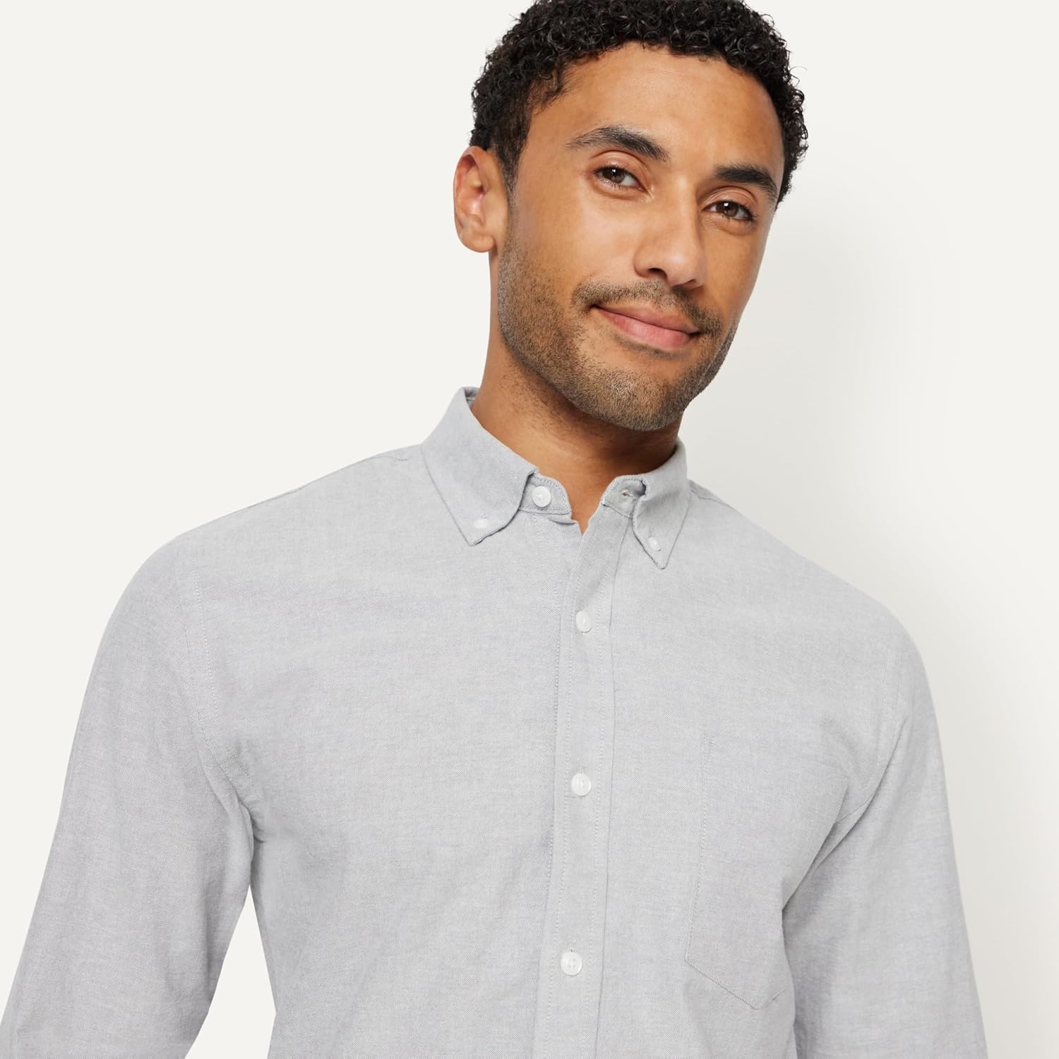 image:imageAmazon Essentials Mens LongSleeve Pocket Oxford ShirtGrey