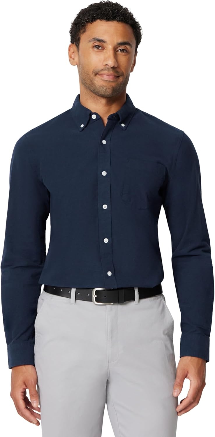 image:imageAmazon Essentials Mens LongSleeve Pocket Oxford ShirtNavy