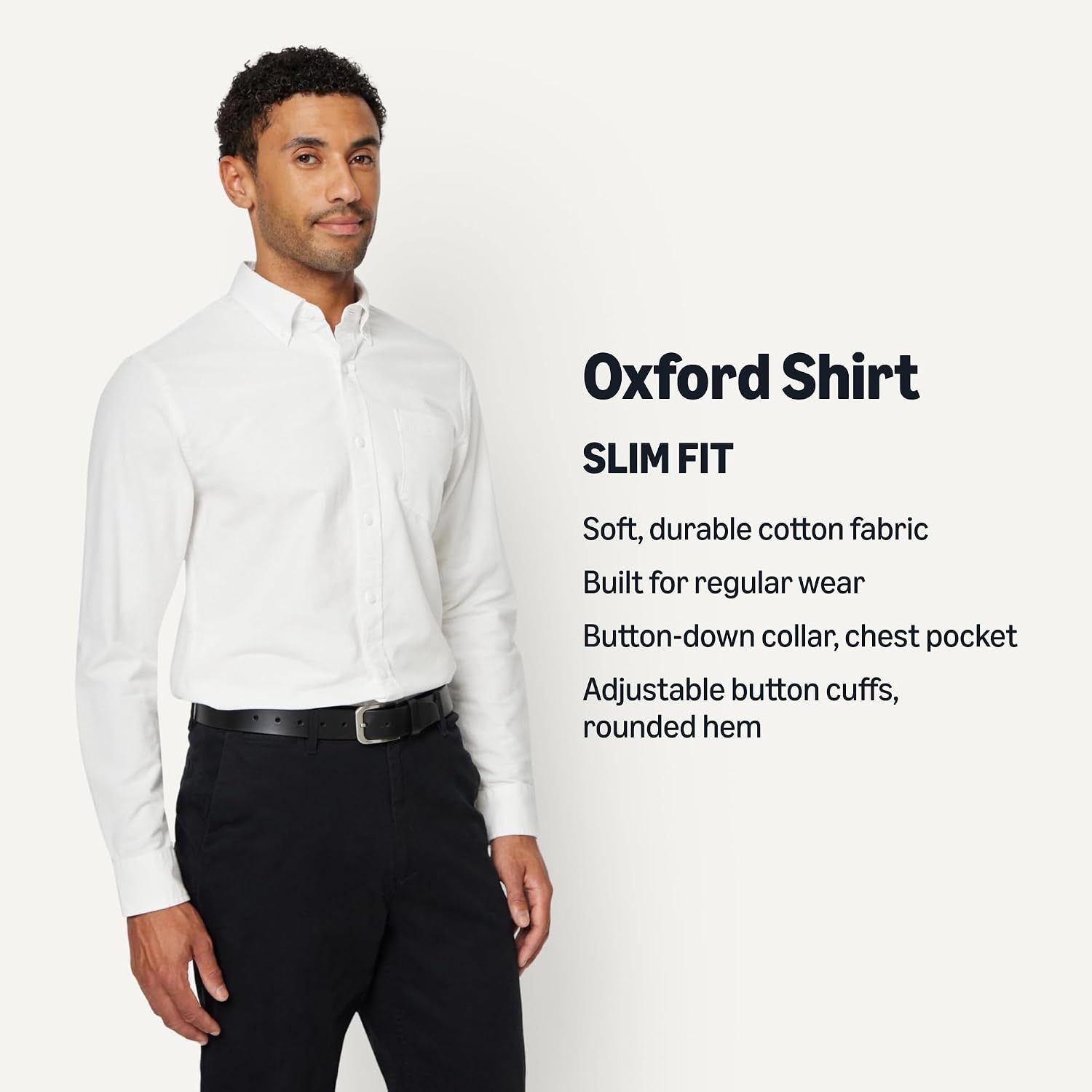 image:imageAmazon Essentials Mens LongSleeve Pocket Oxford ShirtWhite