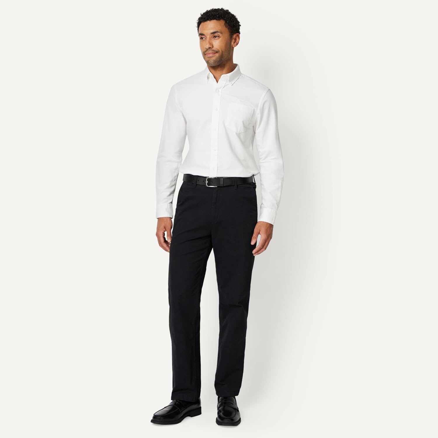 image:imageAmazon Essentials Mens LongSleeve Pocket Oxford ShirtWhite
