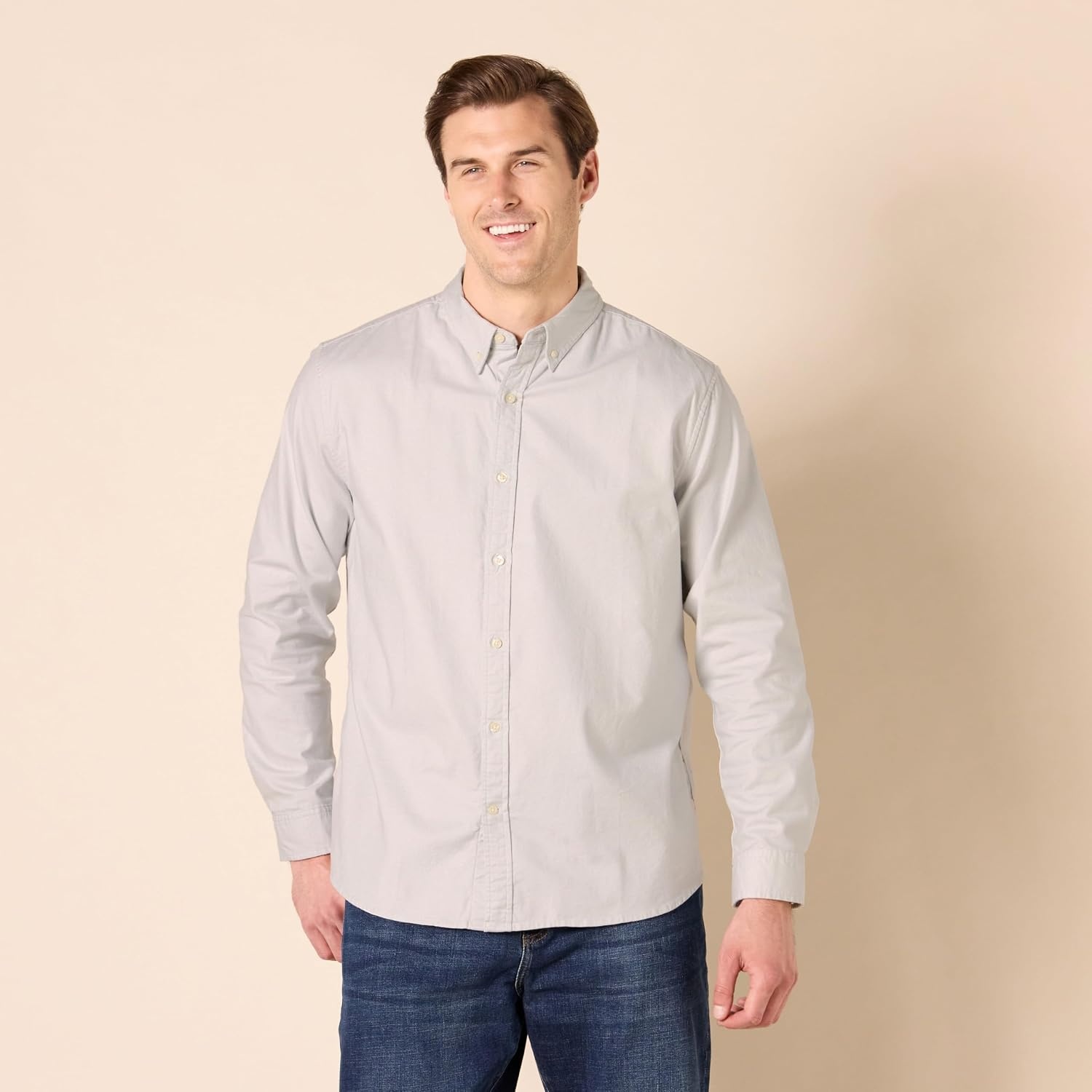 image:imageAmazon Essentials Mens LongSleeve RegularFit Cotton Thermal Waffle Knit ShirtLight Grey