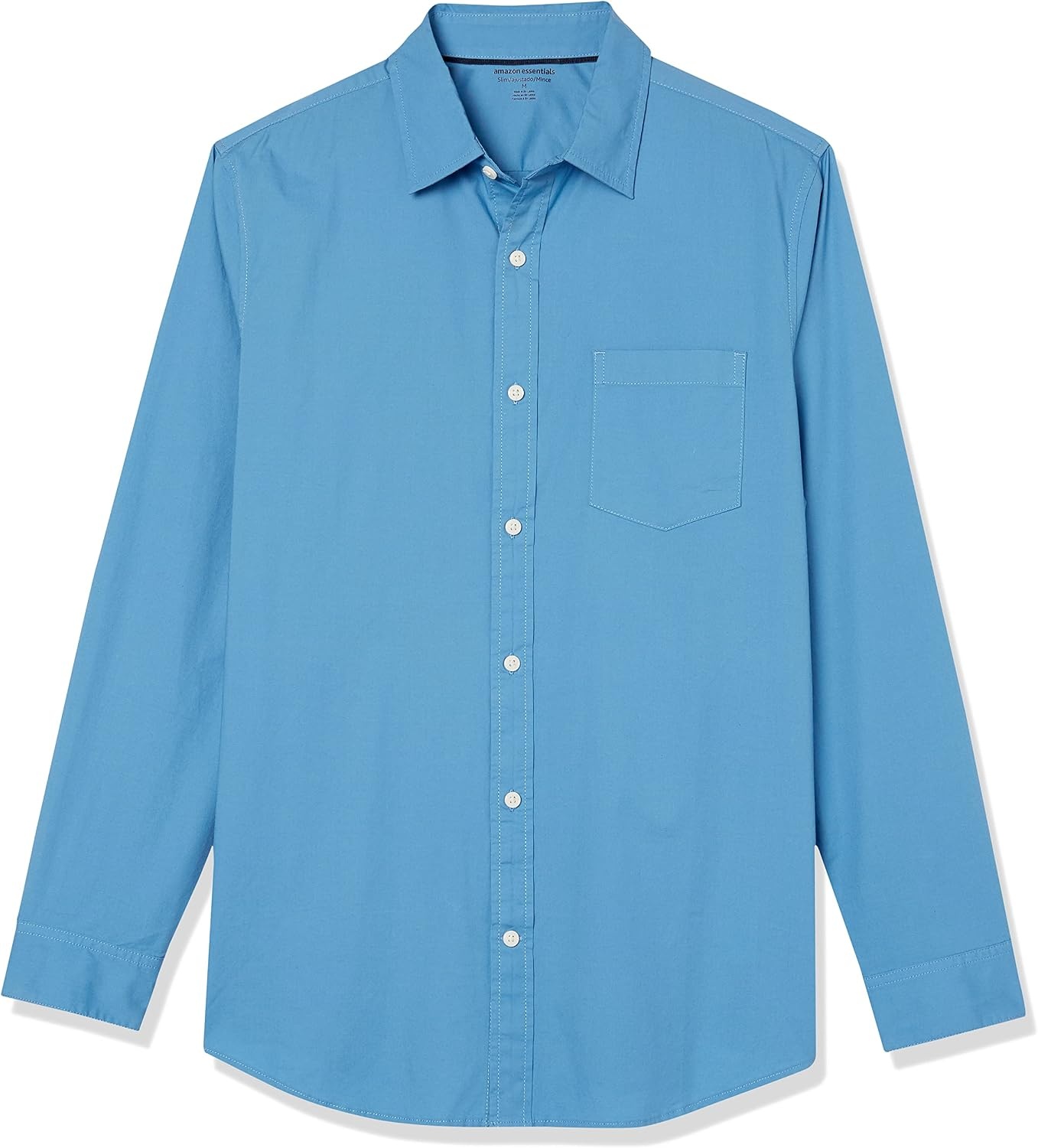image:imageAmazon Essentials Mens LongSleeve RegularFit Stretch Poplin ShirtLight Blue