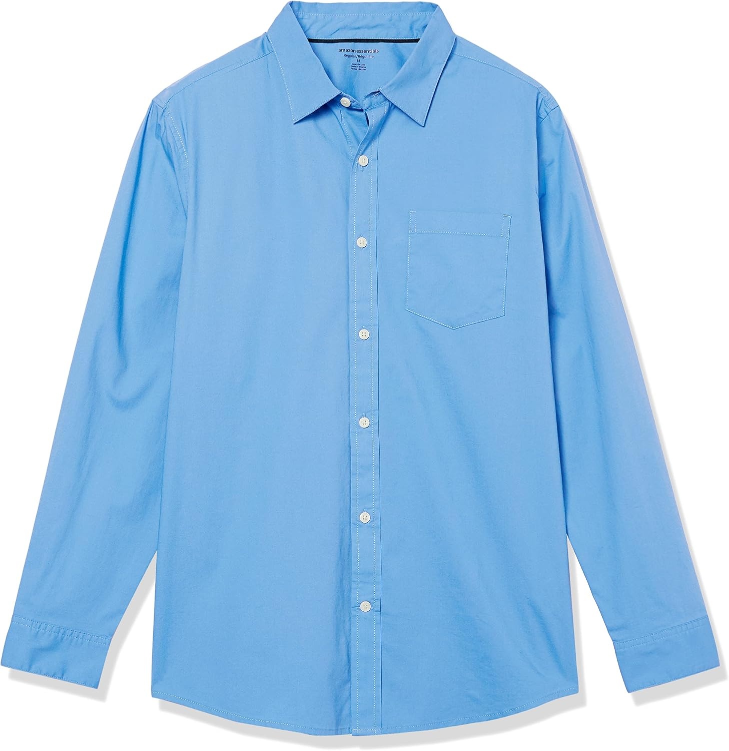image:imageAmazon Essentials Mens LongSleeve RegularFit Stretch Poplin ShirtLight Blue