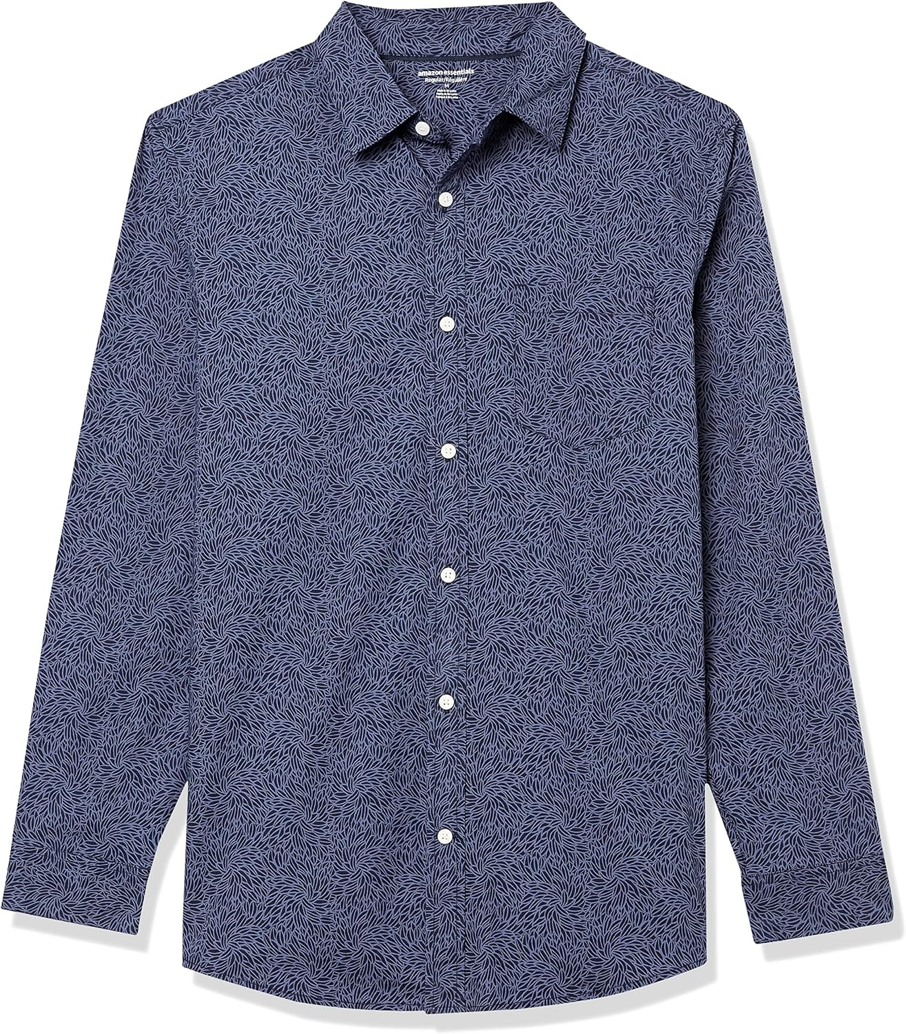 image:imageAmazon Essentials Mens LongSleeve RegularFit Stretch Poplin ShirtNavy Tonal Floral Print