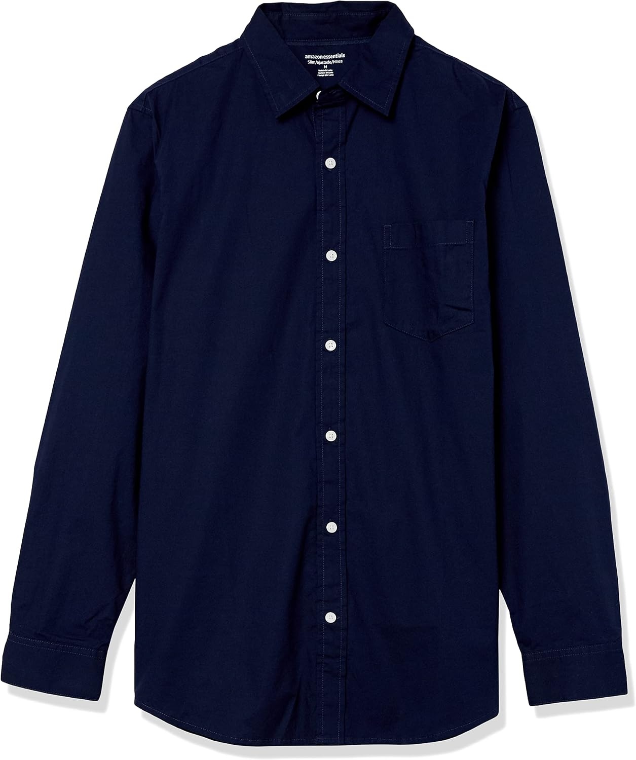 image:imageAmazon Essentials Mens LongSleeve RegularFit Stretch Poplin ShirtNavy