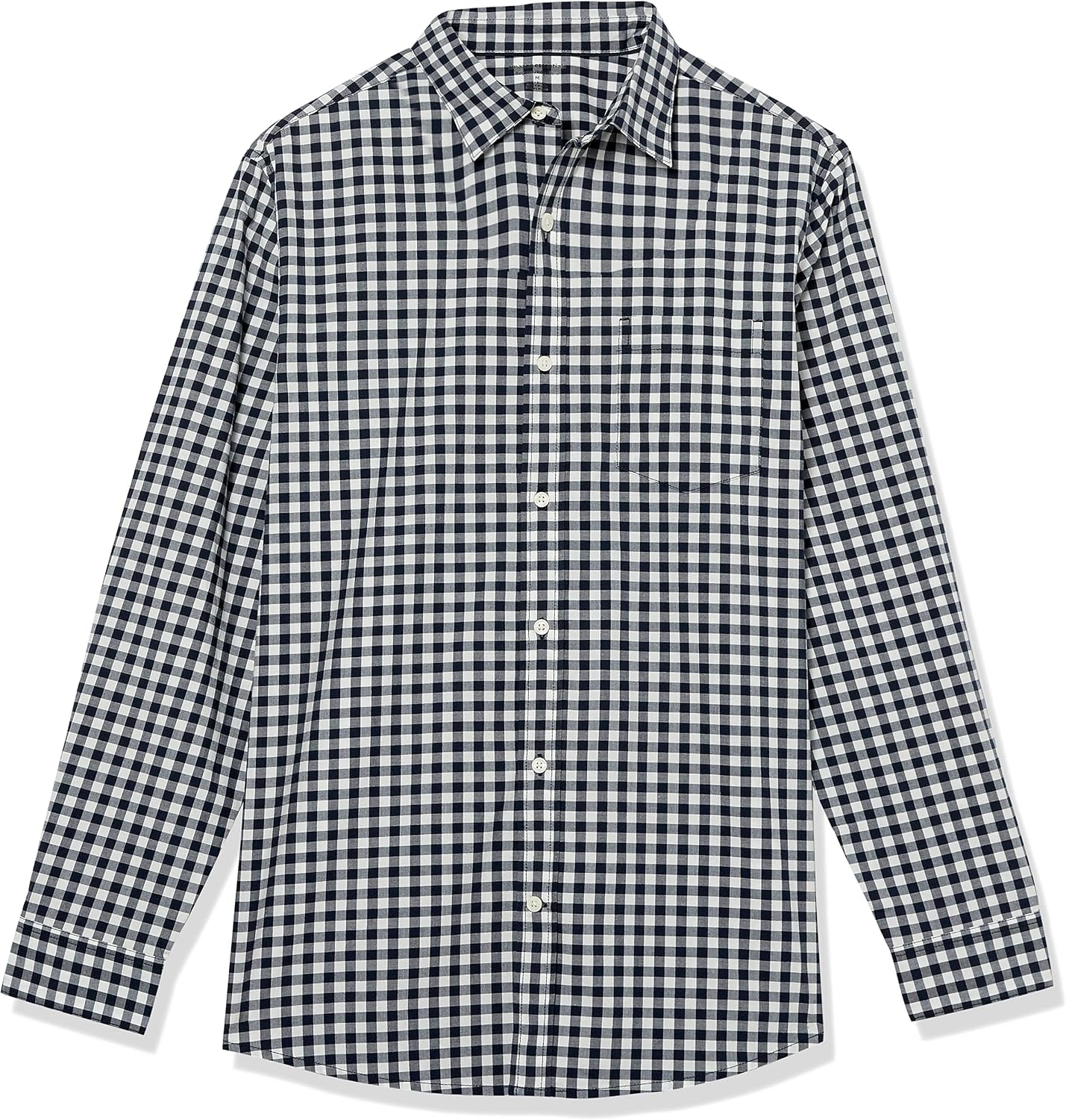 image:imageAmazon Essentials Mens LongSleeve RegularFit Stretch Poplin ShirtNavyWhite Gingham