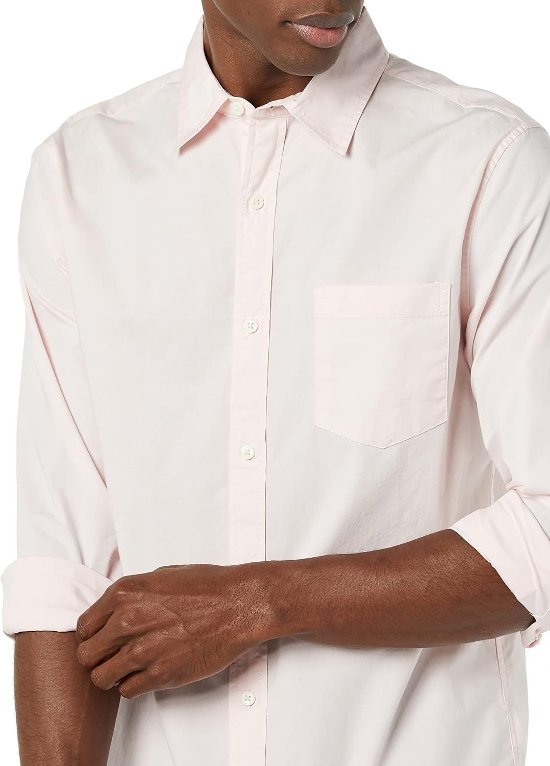 image:imageAmazon Essentials Mens LongSleeve RegularFit Stretch Poplin ShirtPink