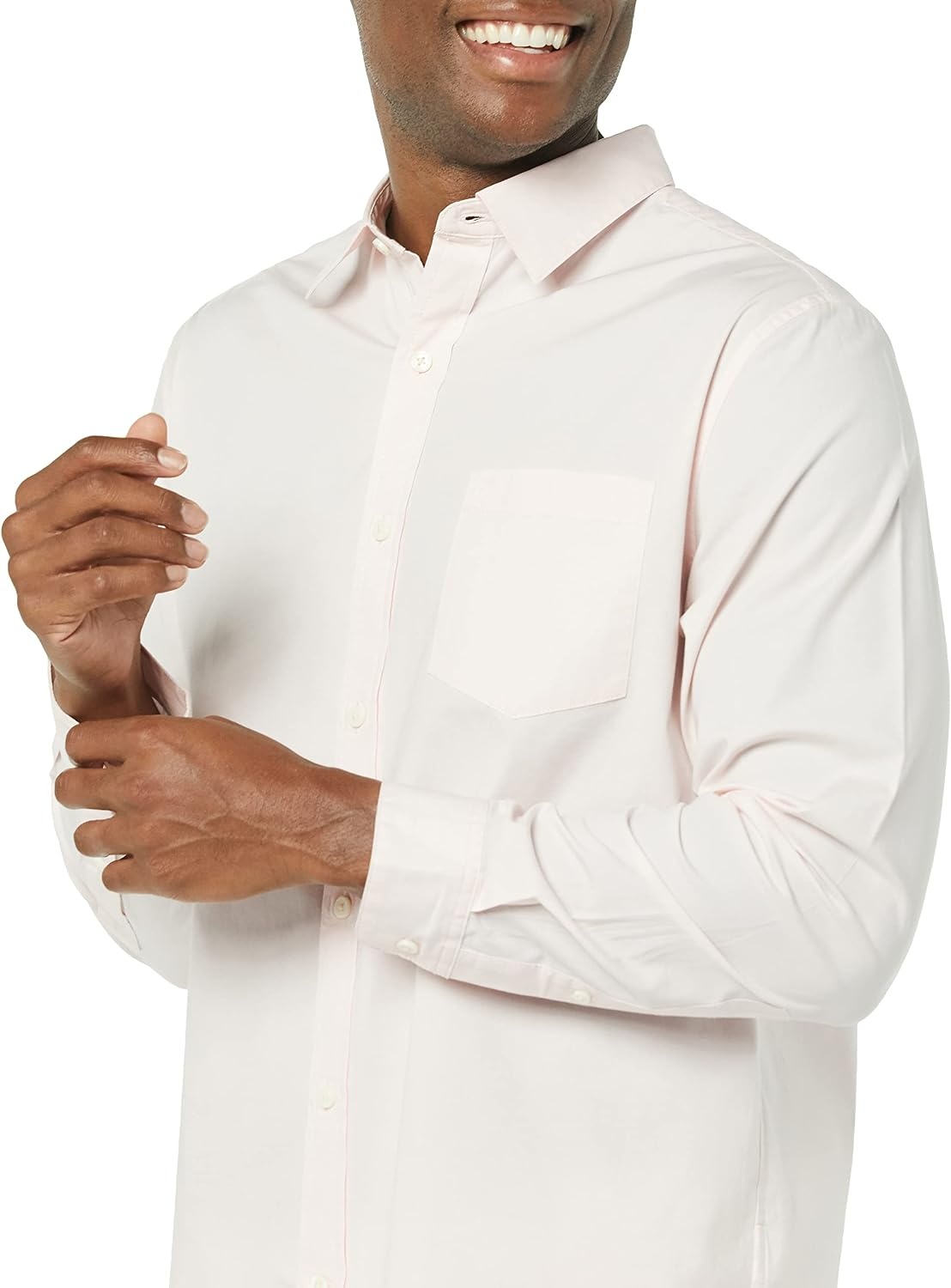 image:imageAmazon Essentials Mens LongSleeve RegularFit Stretch Poplin ShirtPink
