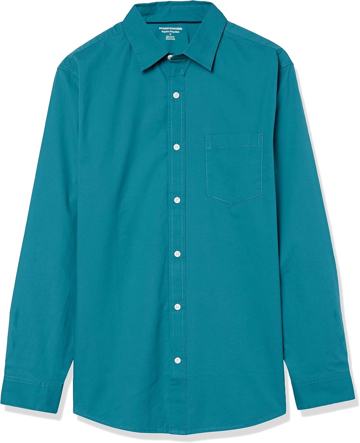 image:imageAmazon Essentials Mens LongSleeve RegularFit Stretch Poplin ShirtTeal