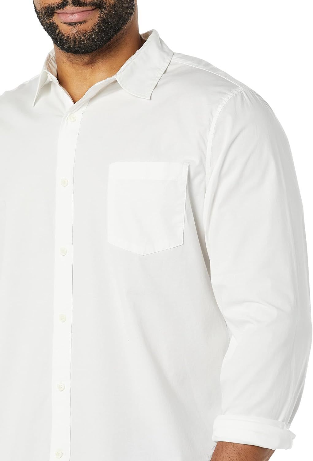 image:imageAmazon Essentials Mens LongSleeve RegularFit Stretch Poplin ShirtWhite