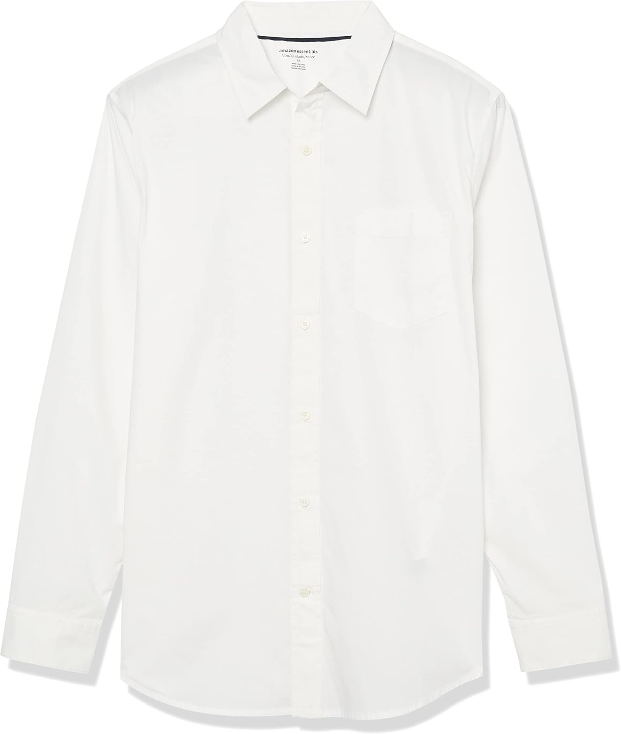 image:imageAmazon Essentials Mens LongSleeve RegularFit Stretch Poplin ShirtWhite