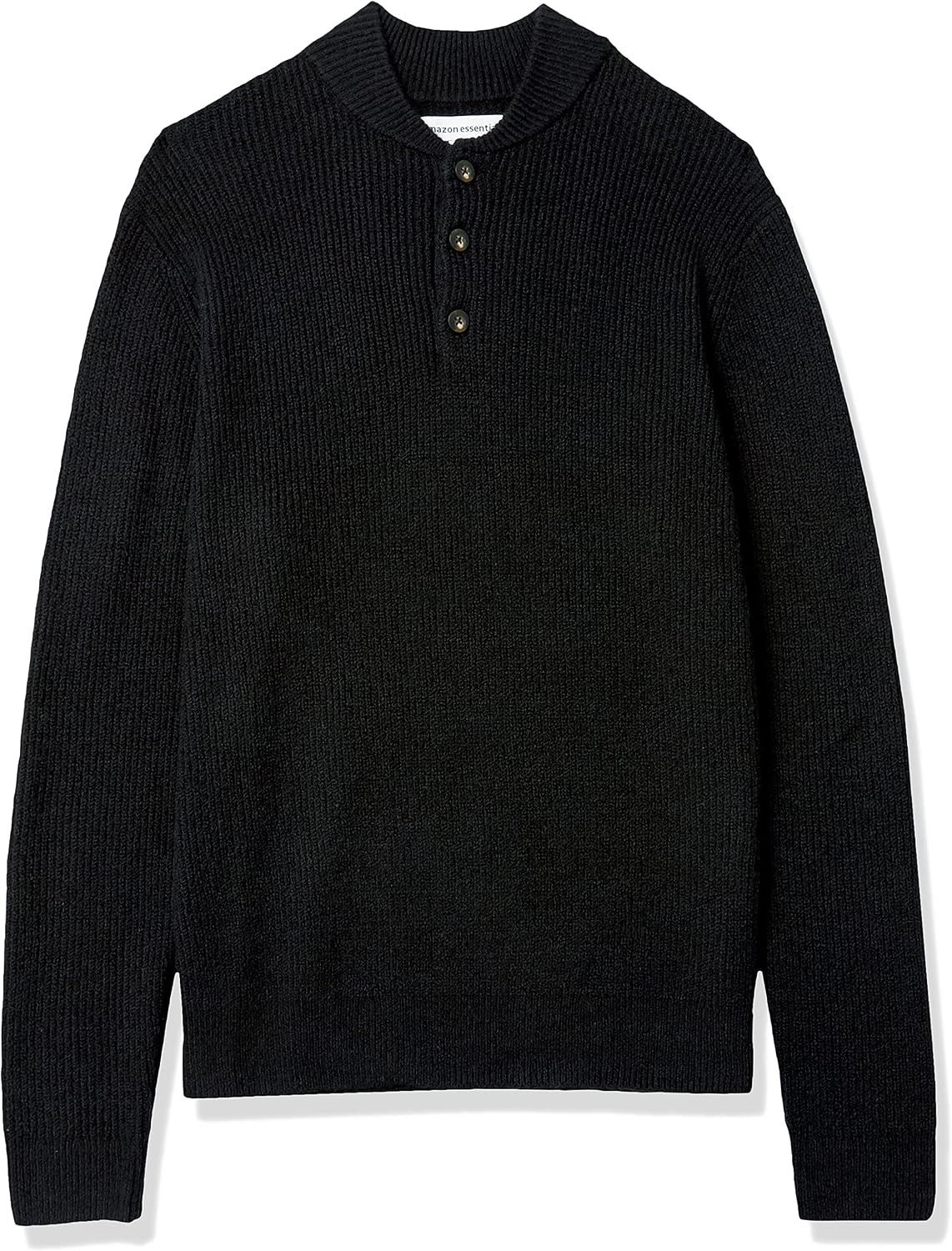 image:imageAmazon Essentials Mens LongSleeve Soft Touch Cotton Blend Henley SweaterBlack