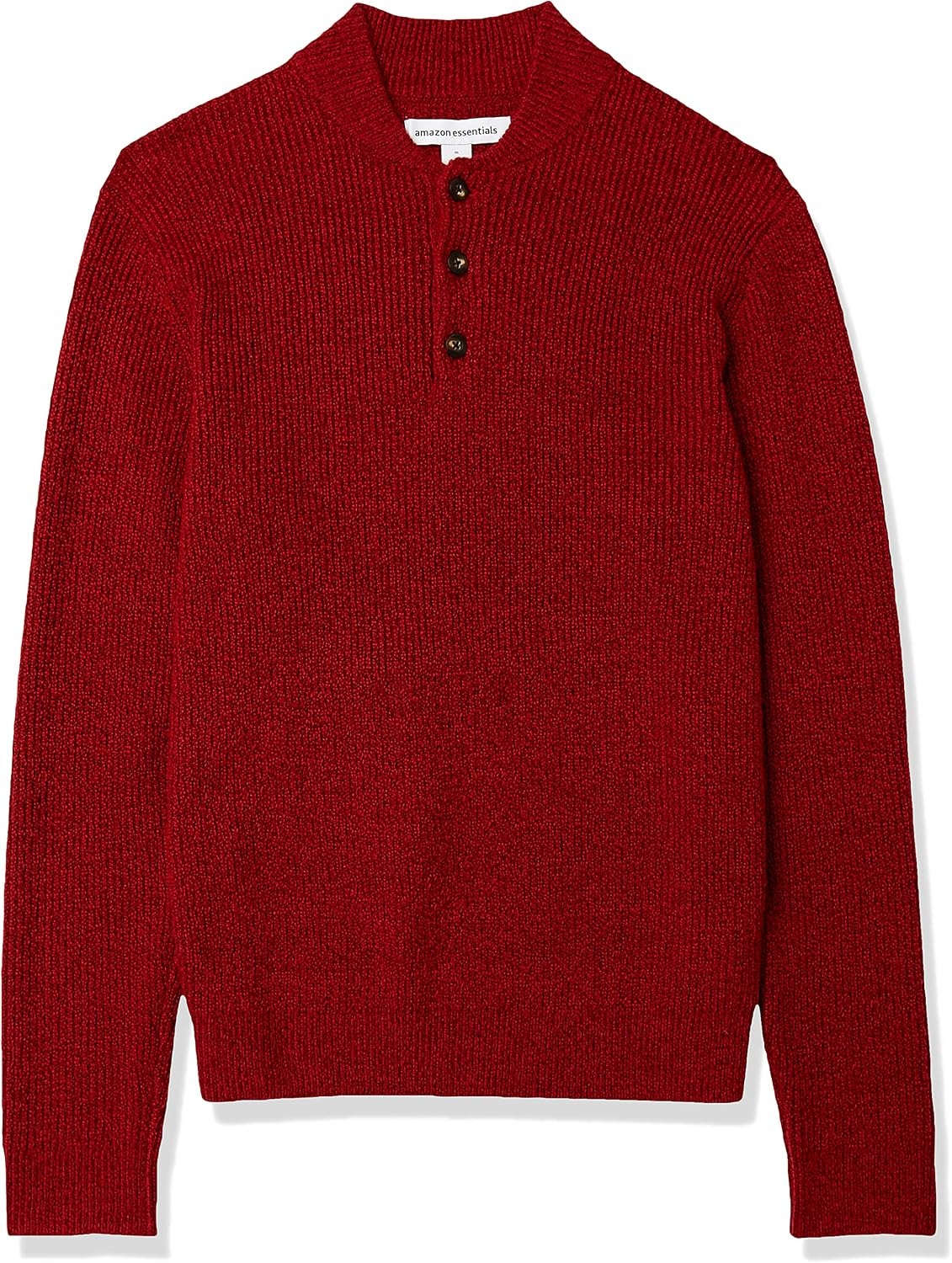 image:imageAmazon Essentials Mens LongSleeve Soft Touch Cotton Blend Henley SweaterRed