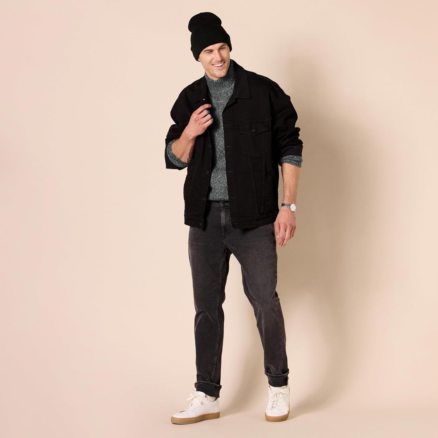 image:imageAmazon Essentials Mens LongSleeve Soft Touch Cotton Blend Turtleneck SweaterCharcoal Marl